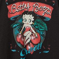 Betty Boop Classic Fit Cotton Cold Shoulder Tee, DEEP BLACK, swatch