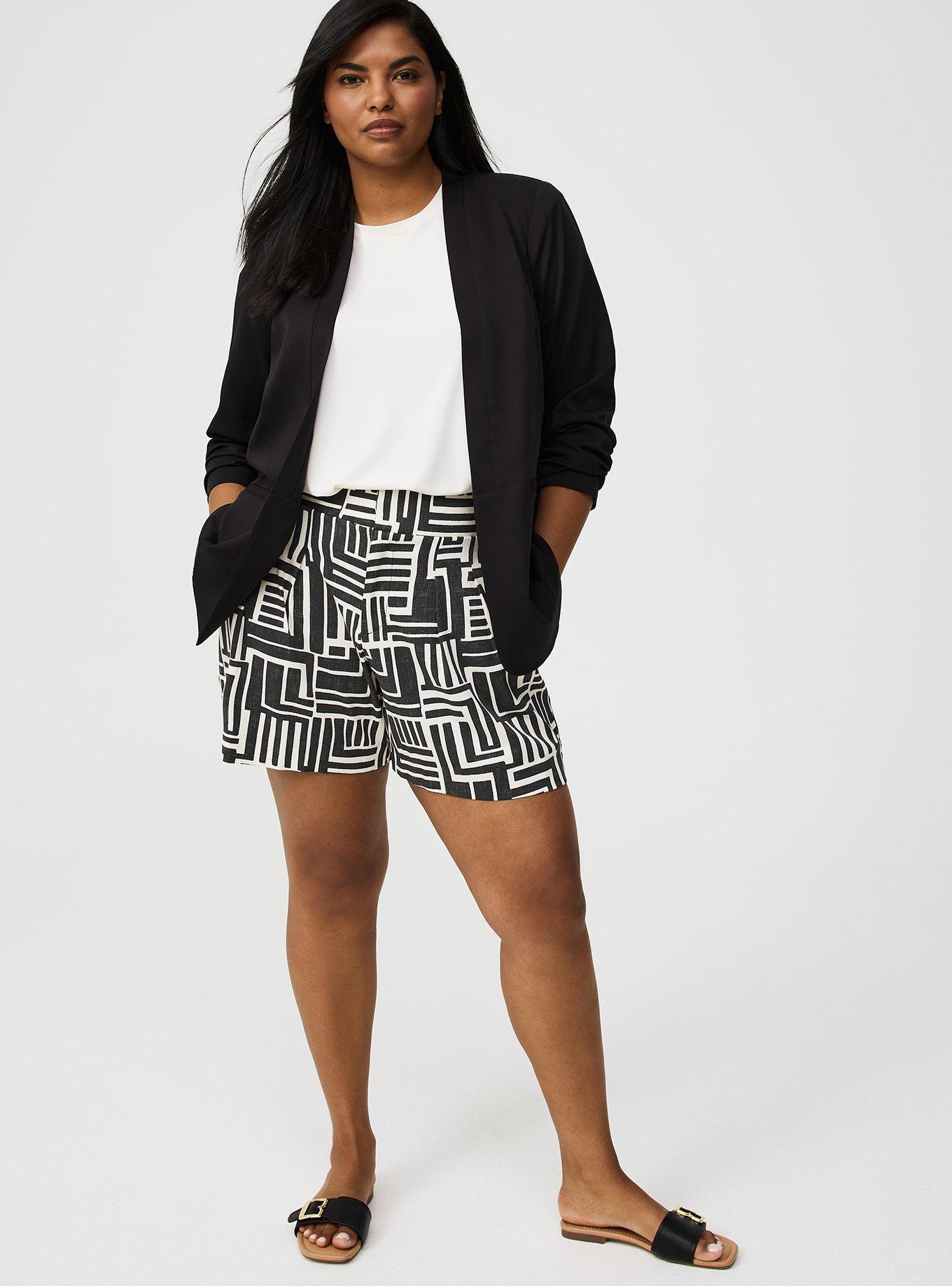 Stretch Challis Collarless Blazer