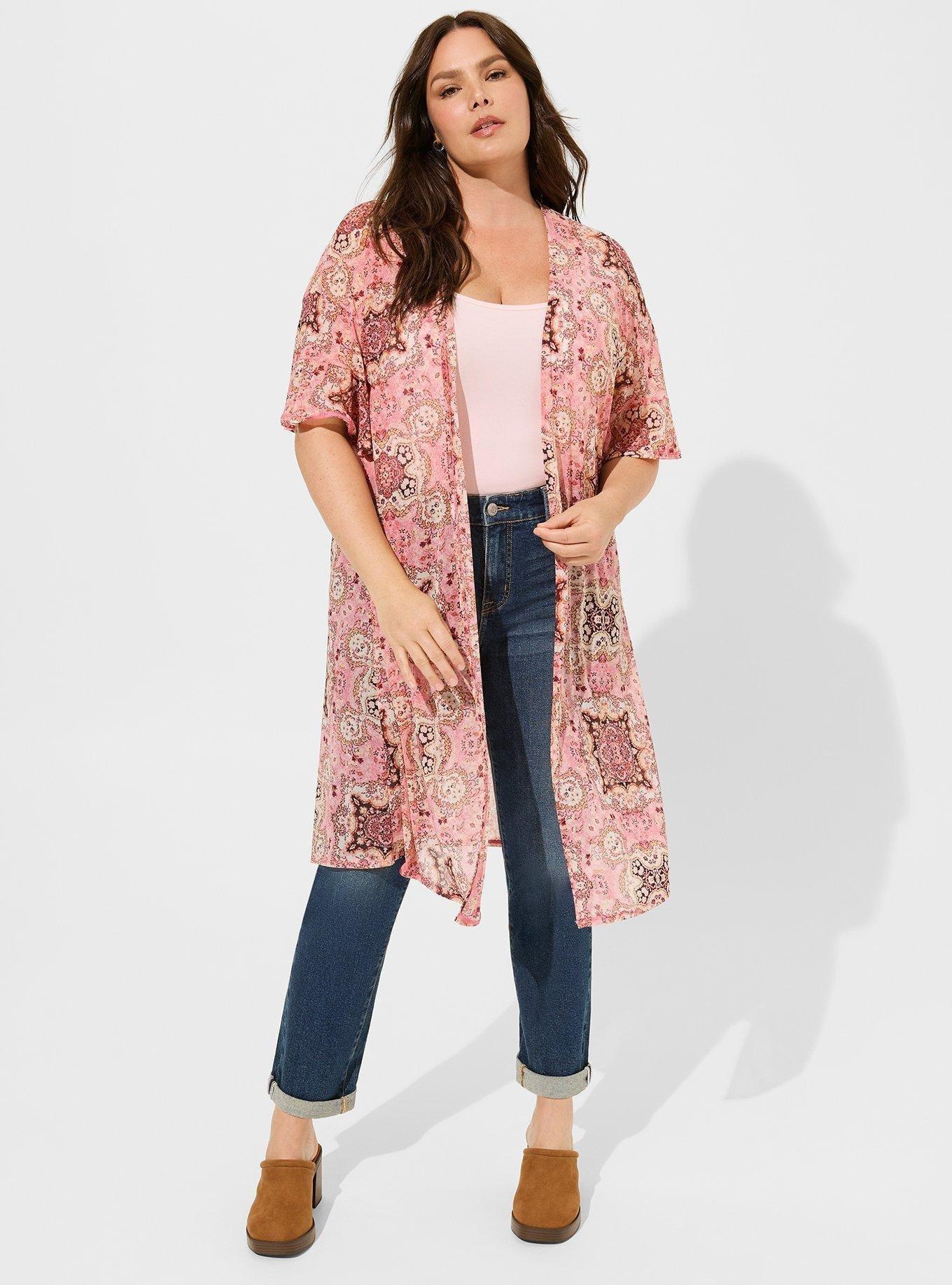 Mesh Ruffle Sleeve Kimono