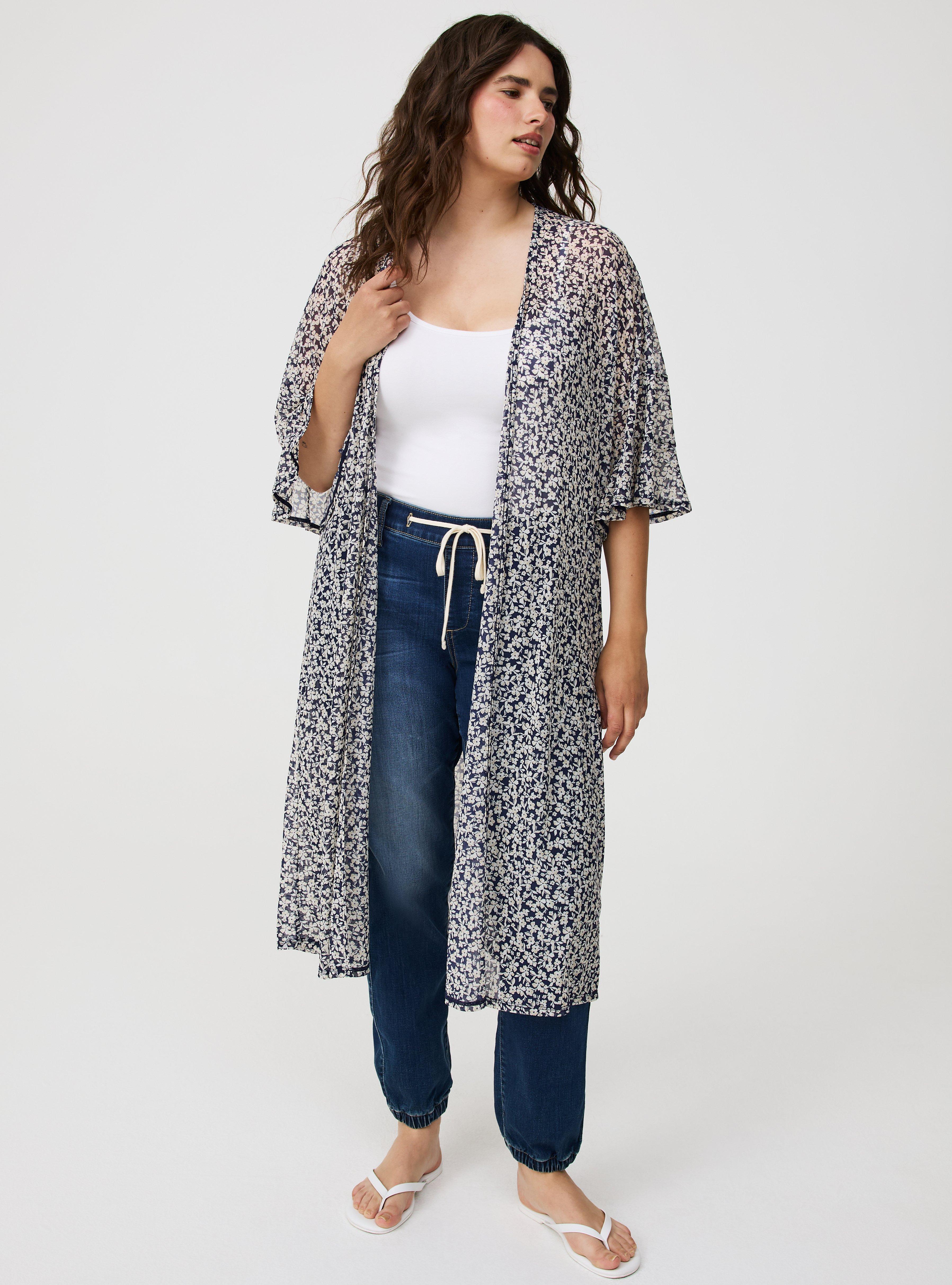 Mesh Ruffle Sleeve Kimono