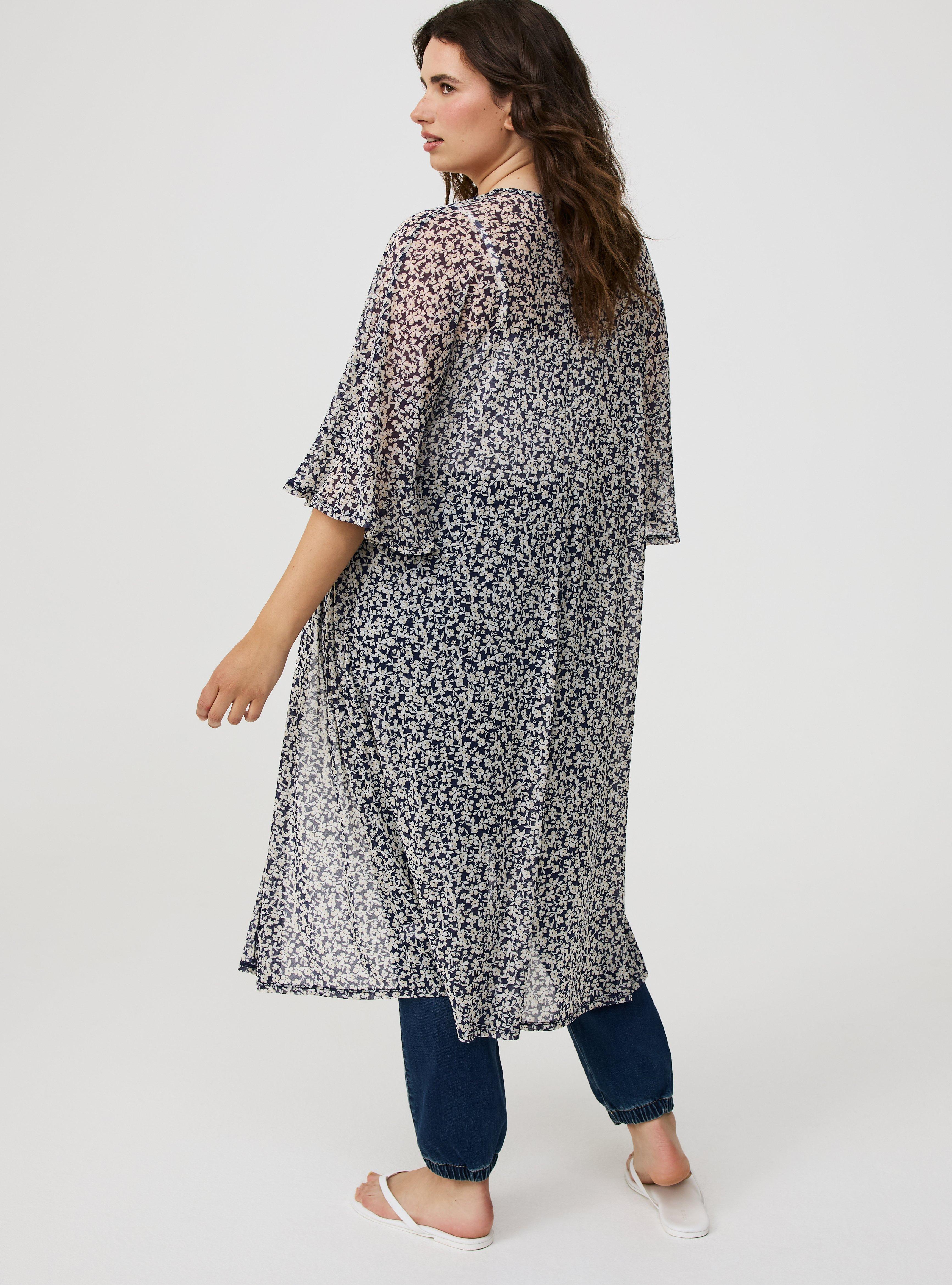 Mesh Ruffle Sleeve Kimono