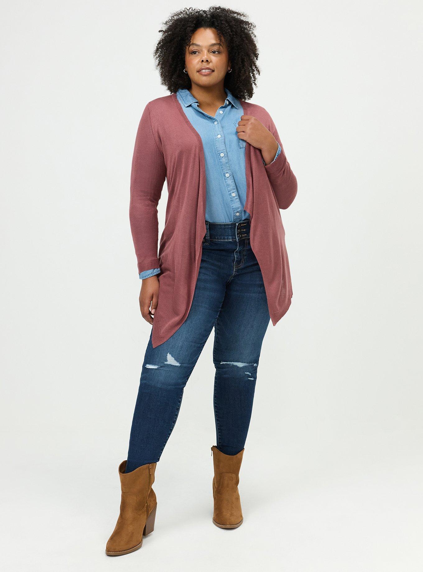 Tissue Weight Open Front Cardigan, WILD GINGER, alternate