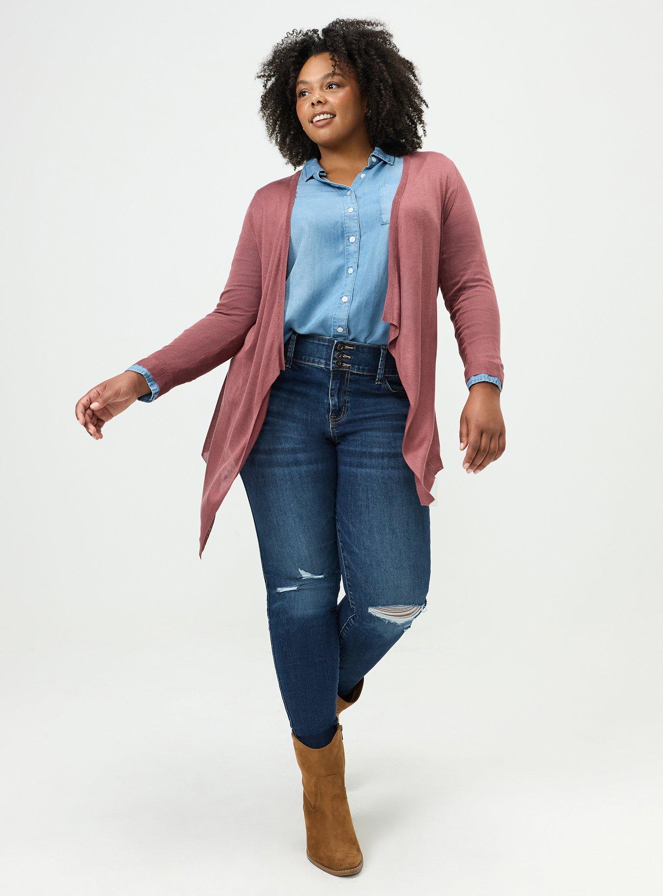 Tissue Weight Open Front Cardigan, WILD GINGER, alternate