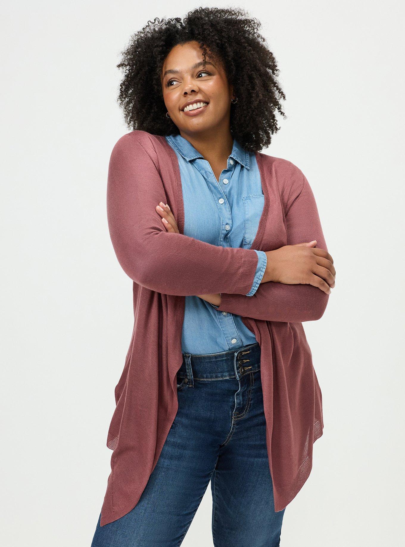 Tissue Weight Open Front Cardigan, WILD GINGER, hi-res