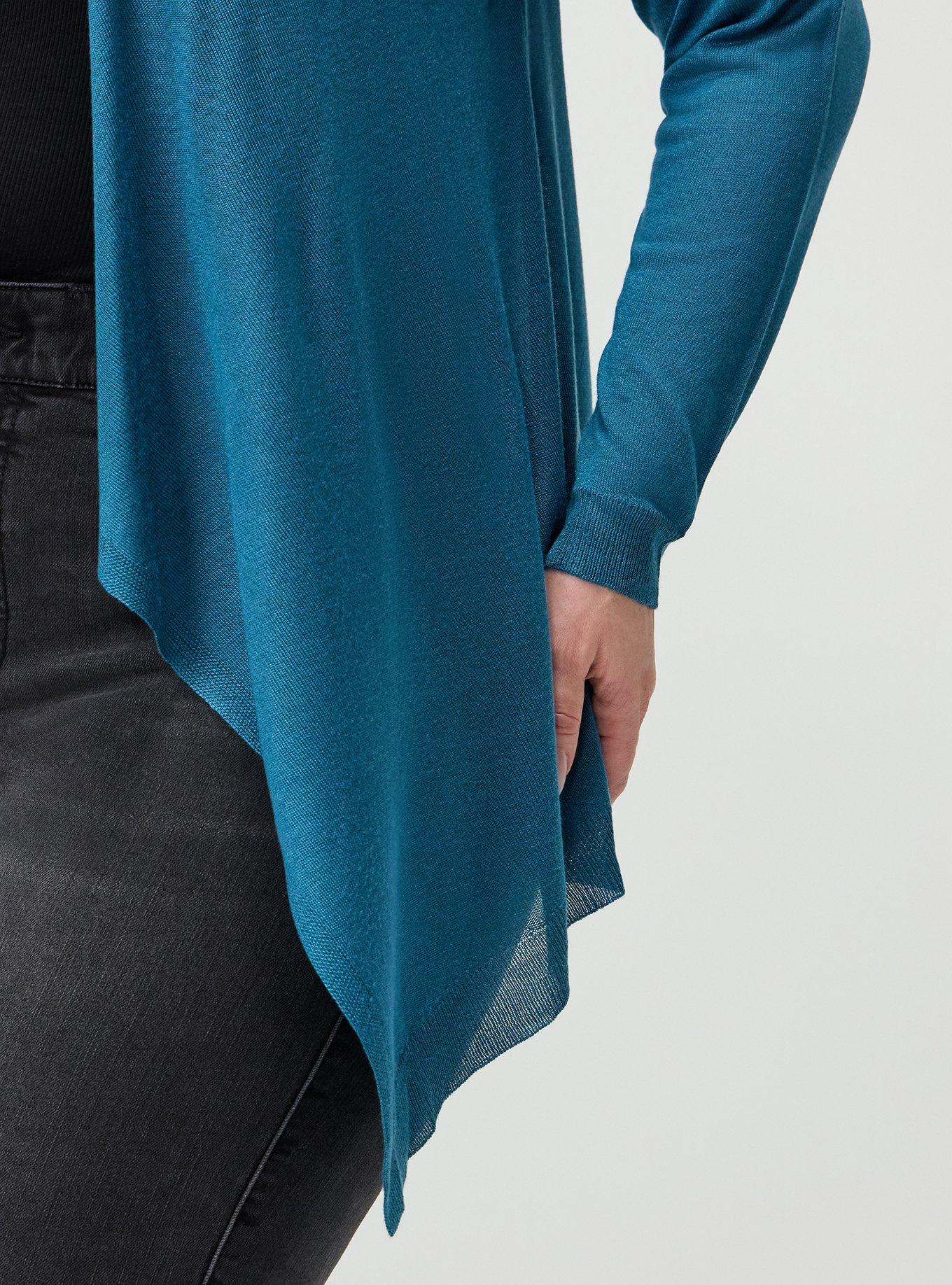 Plus Size Tissue Weight Open Front Cardigan, MALLARD BLUE, alternate