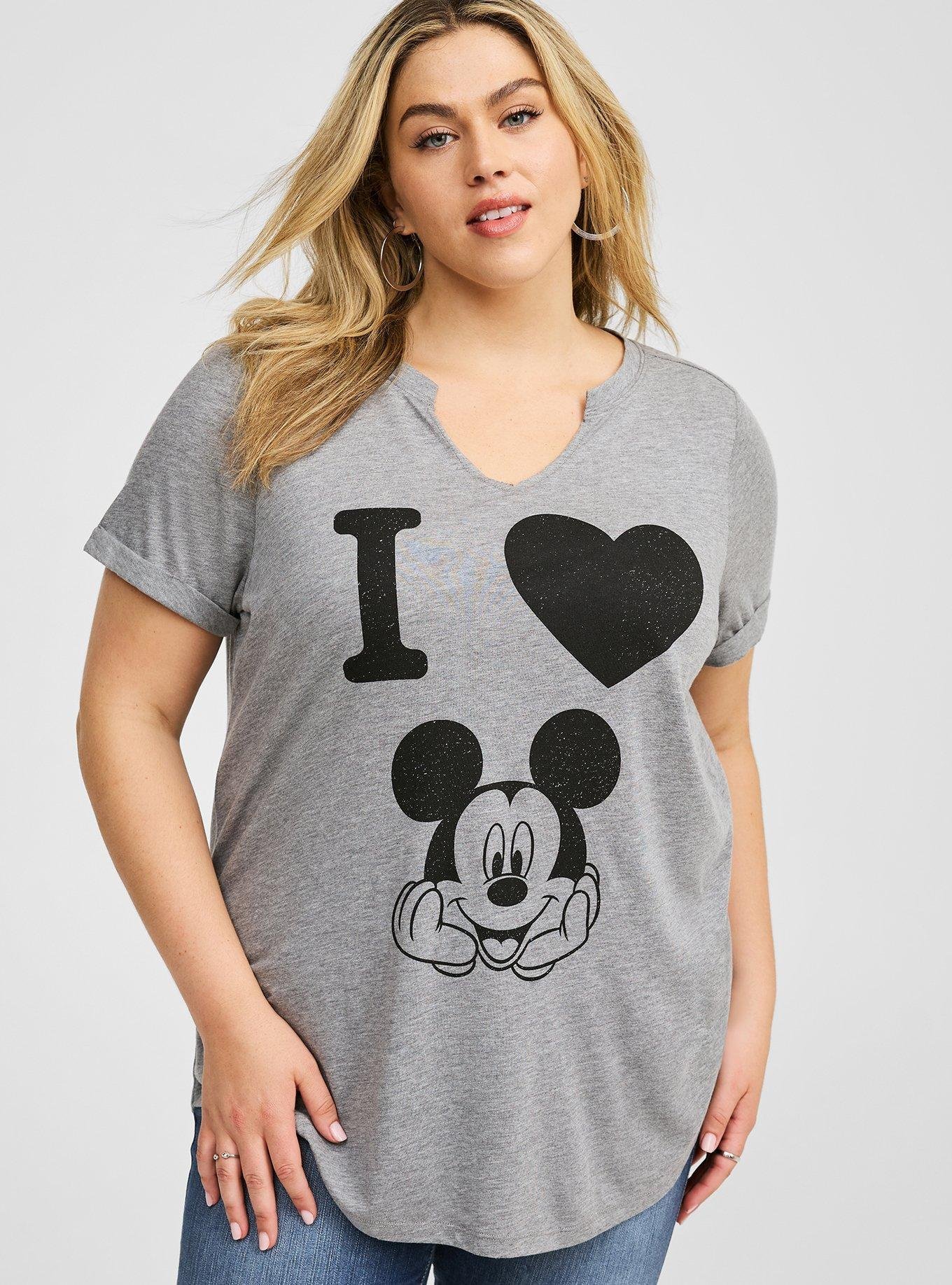 Plus Size - Disney Mickey Classic Fit Cotton Notch Neck Top - Torrid