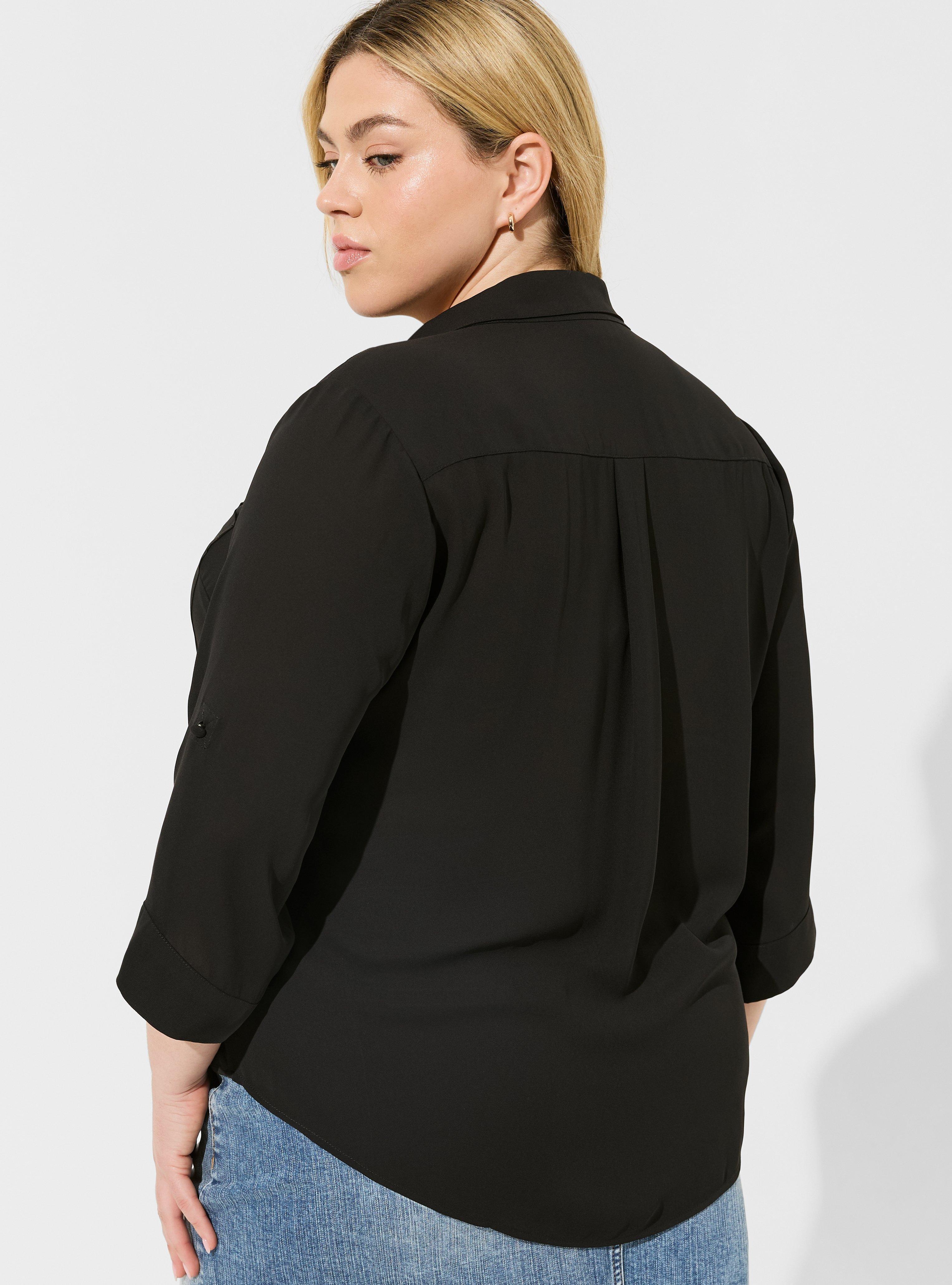 Plus Size - Harper Georgette Collared 3/4 Sleeve Blouse - Torrid