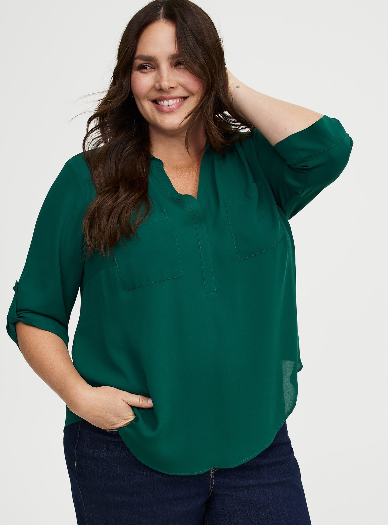 Plus Size - Harper Georgette Pullover 3/4 Sleeve Blouse - Torrid