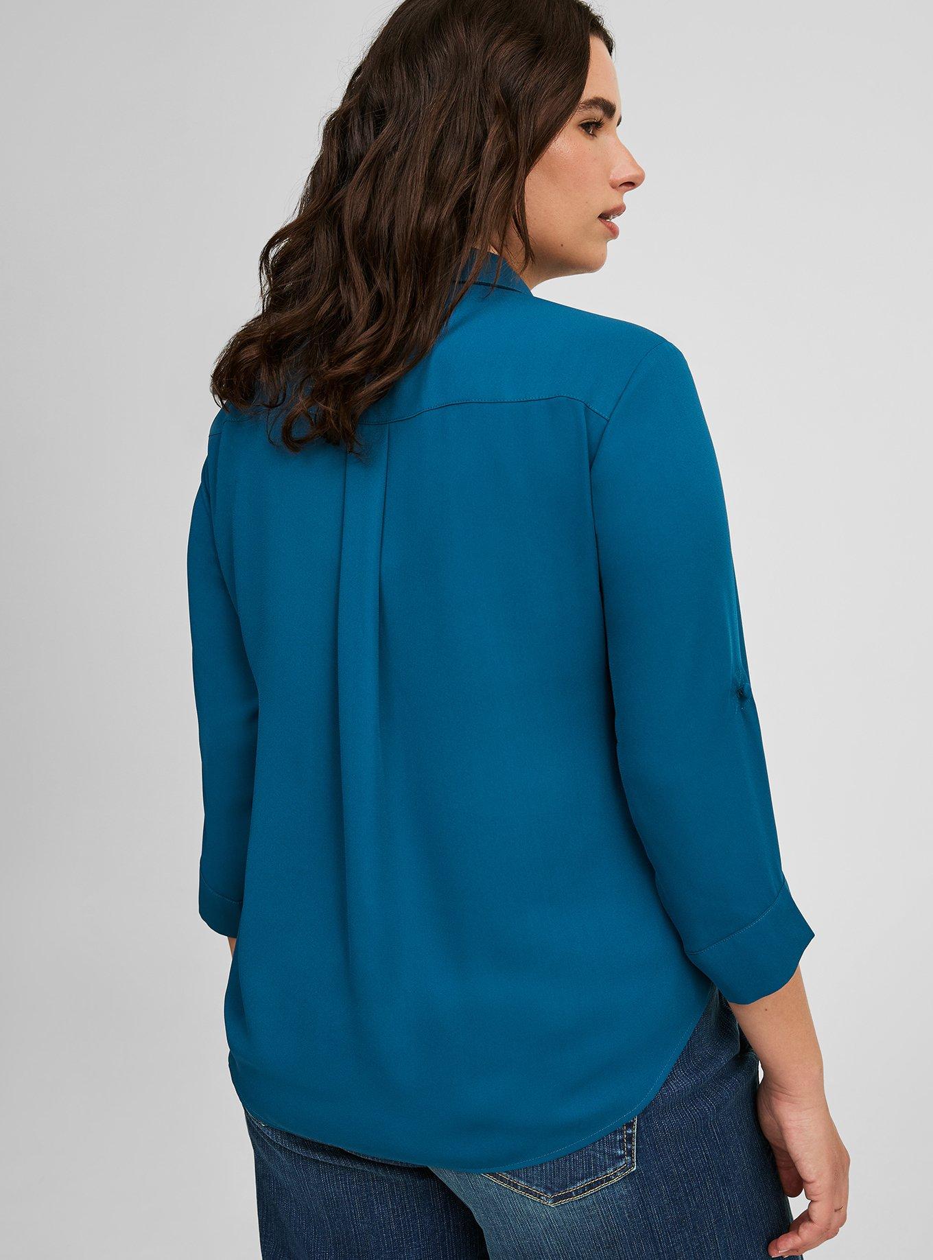 Harper Georgette Collared  3/4 Sleeve Blouse, LEGION BLUE, alternate