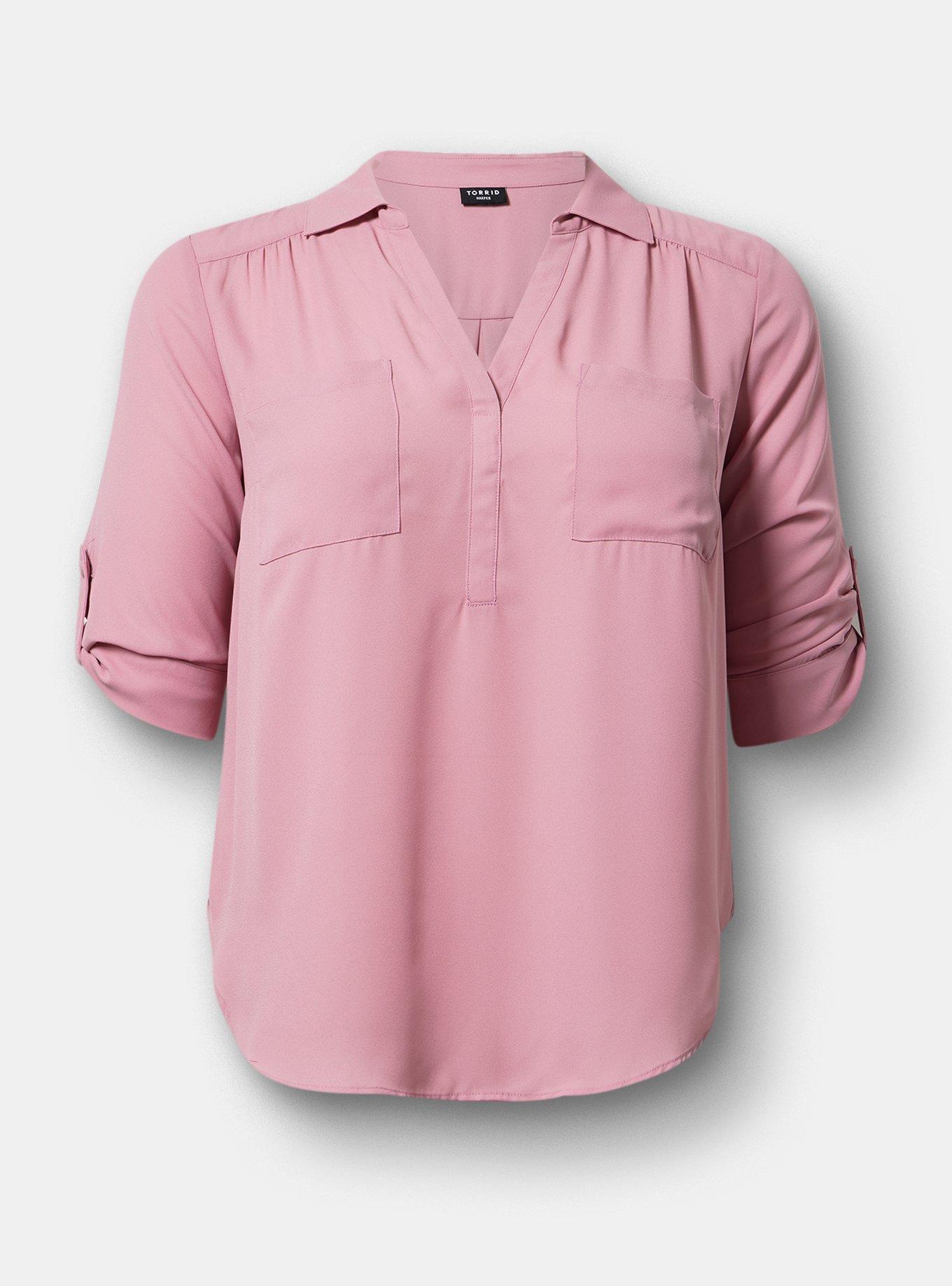 Harper Collared 3/4 Sleeve Blouse, LILAS, hi-res