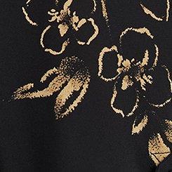 Plus Size Harper Collared 3/4 Sleeve Blouse, ELOISE FLORAL DEEP BLACK, swatch