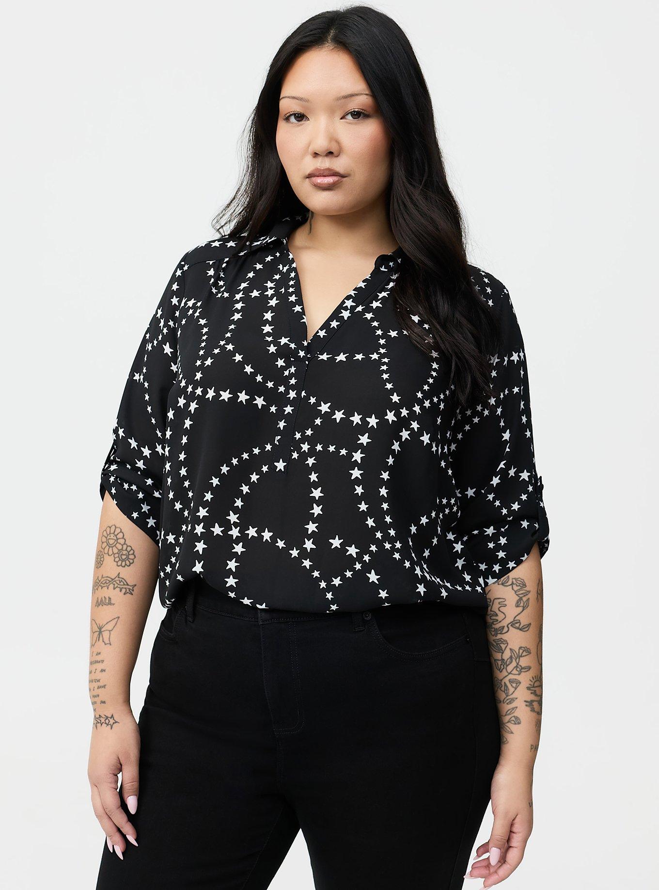 Harper Collared 3/4 Sleeve Blouse, EUCLID STARS, alternate