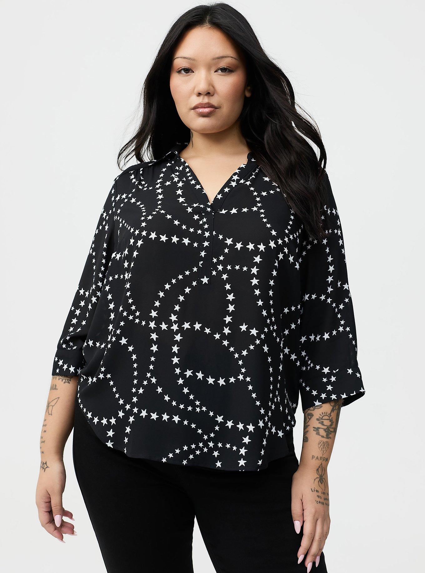 Plus Size Harper Collared 3/4 Sleeve Blouse, EUCLID STARS, hi-res