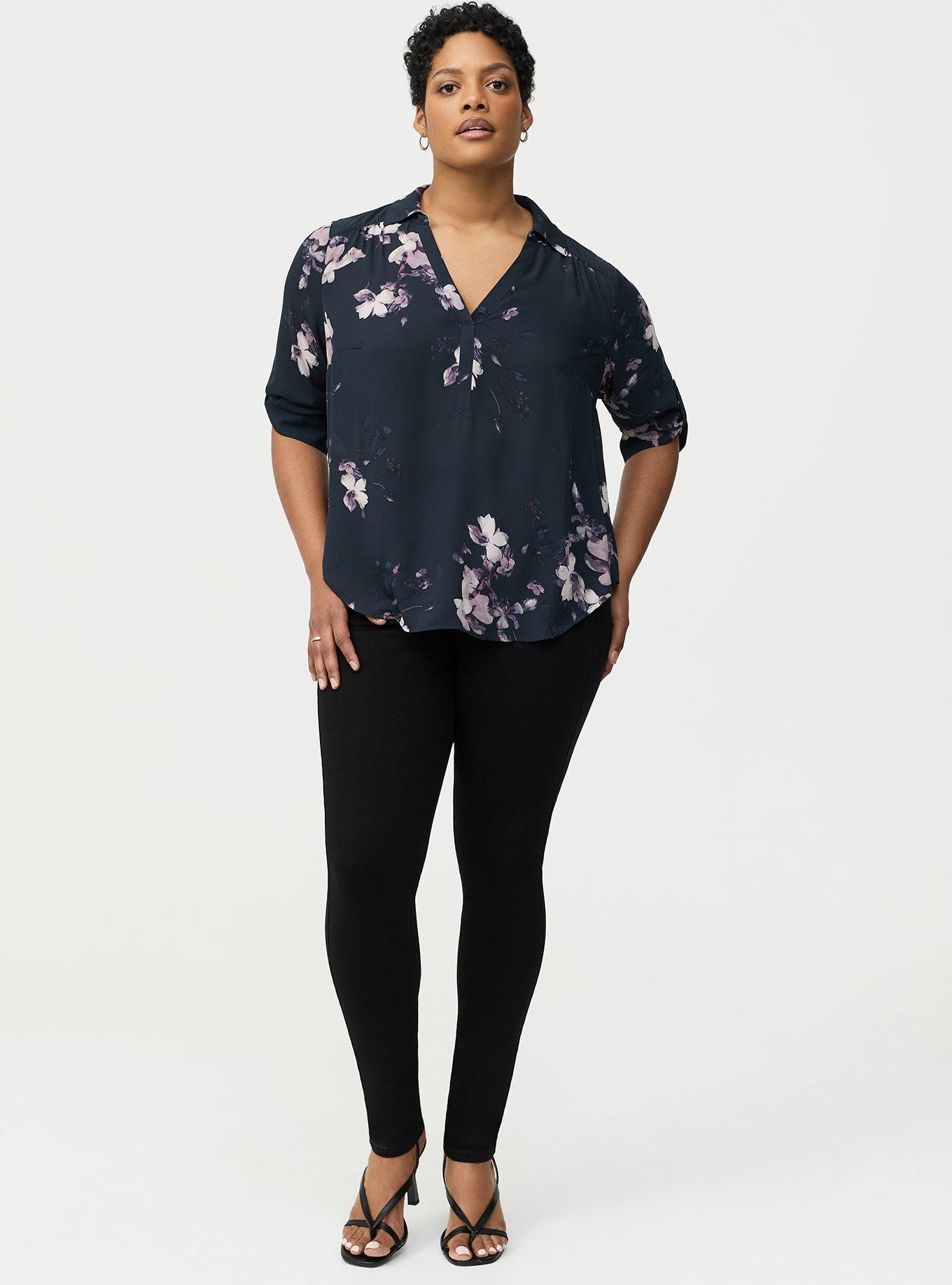 Harper Collared 3/4 Sleeve Blouse, MYSTERY FLORAL NAVY, alternate
