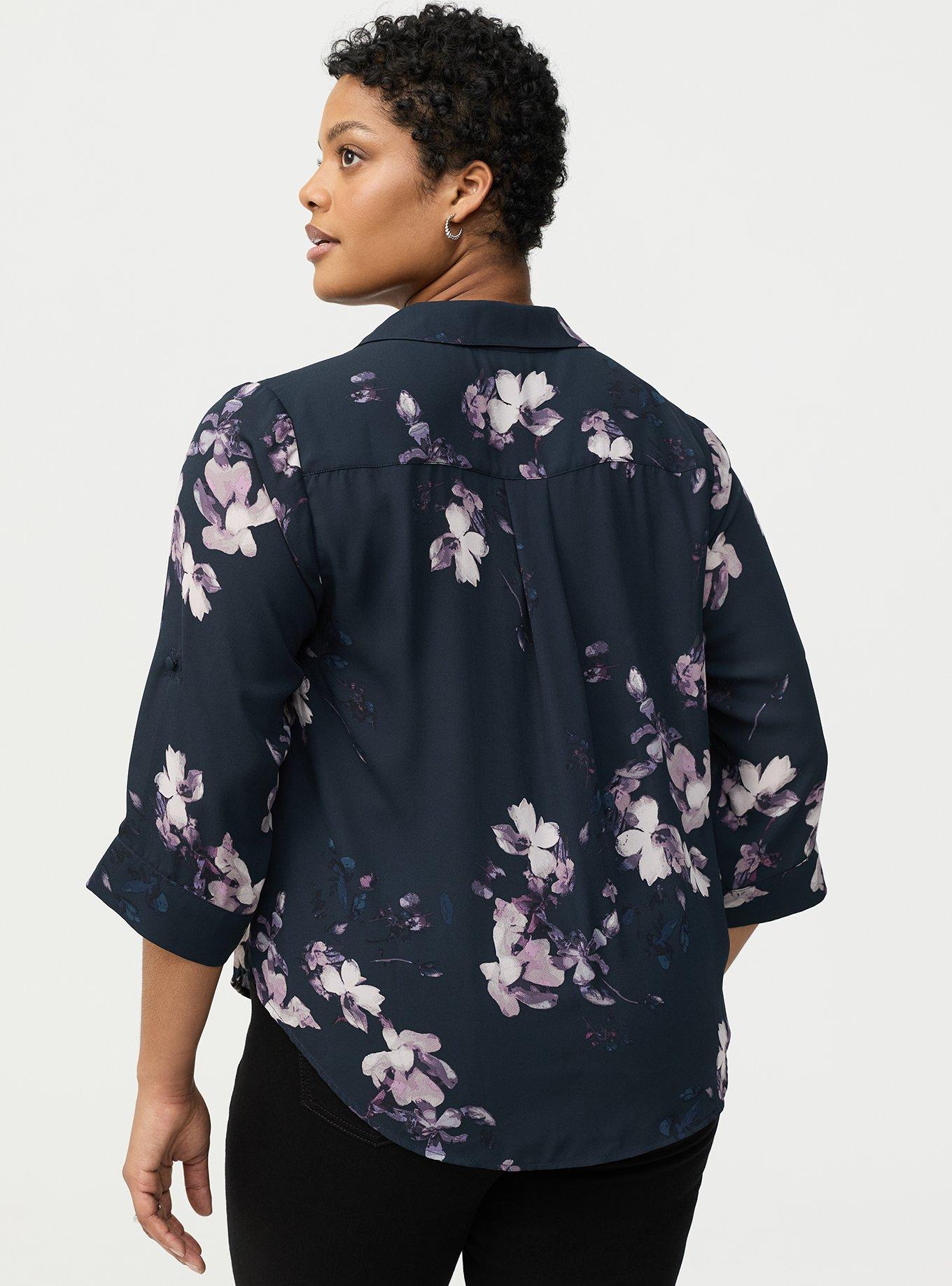 Harper Collared 3/4 Sleeve Blouse, MYSTERY FLORAL NAVY, alternate
