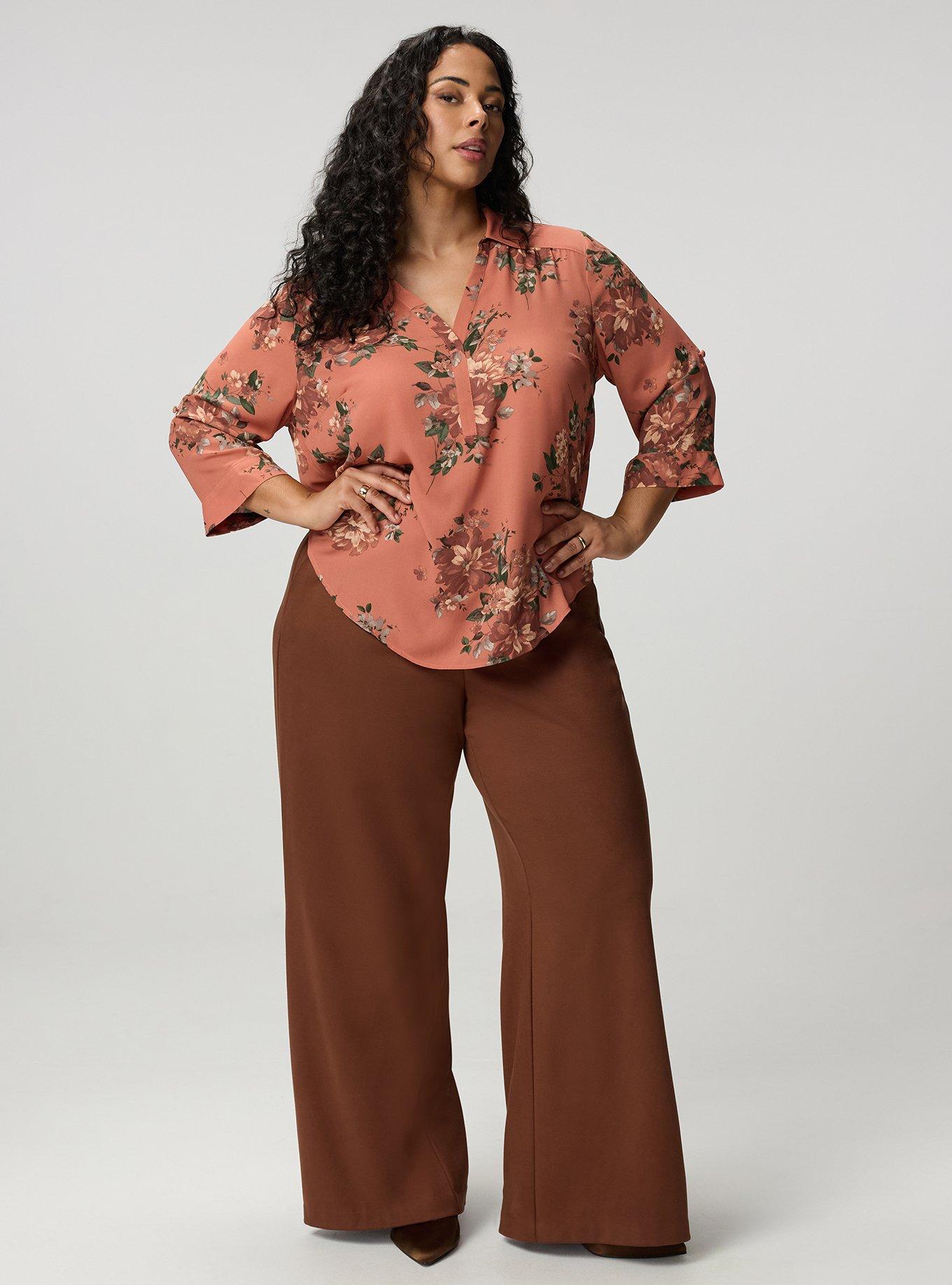 Harper Georgette Pullover 3/4 Sleeve Blouse, CELEBRATION FLORAL ORANGE, alternate