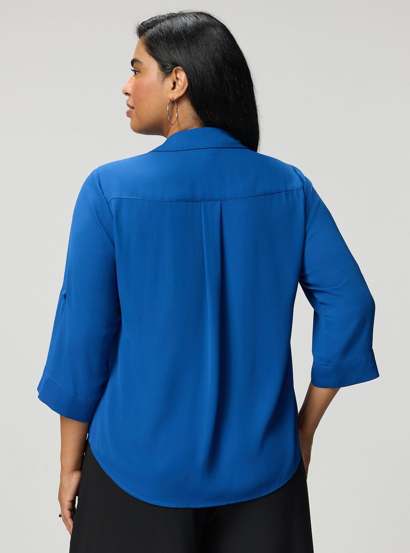 Harper Georgette Pullover 3/4 Sleeve Blouse, BLUE QUARTZ, alternate