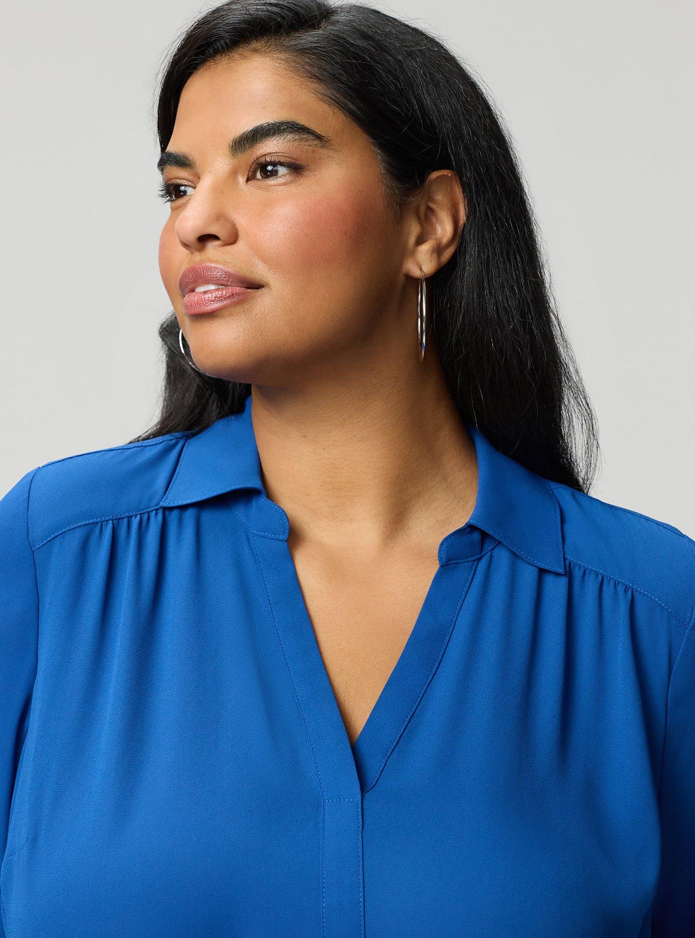 Harper Georgette Pullover 3/4 Sleeve Blouse, BLUE QUARTZ, alternate