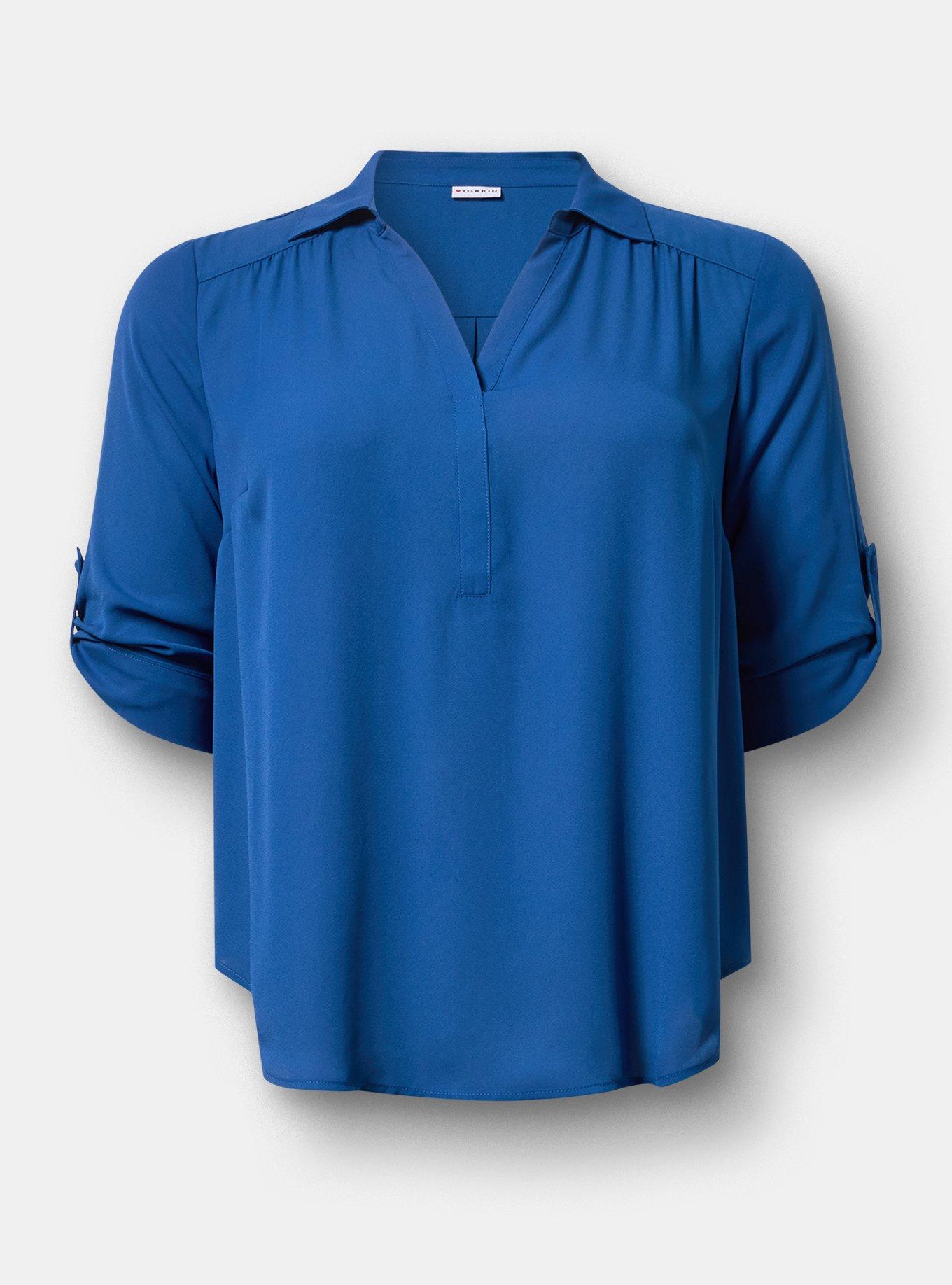Harper Georgette Pullover 3/4 Sleeve Blouse, BLUE QUARTZ, hi-res