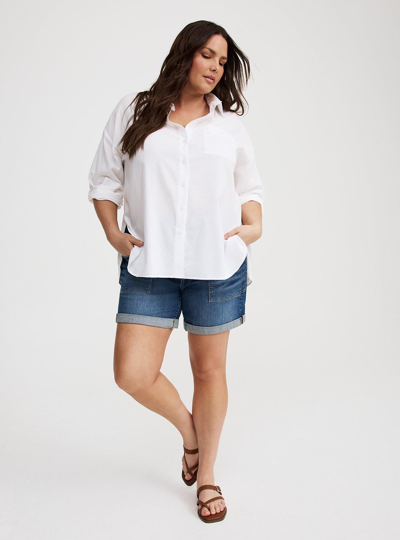 Drop-Shoulder Button-Down Shirt