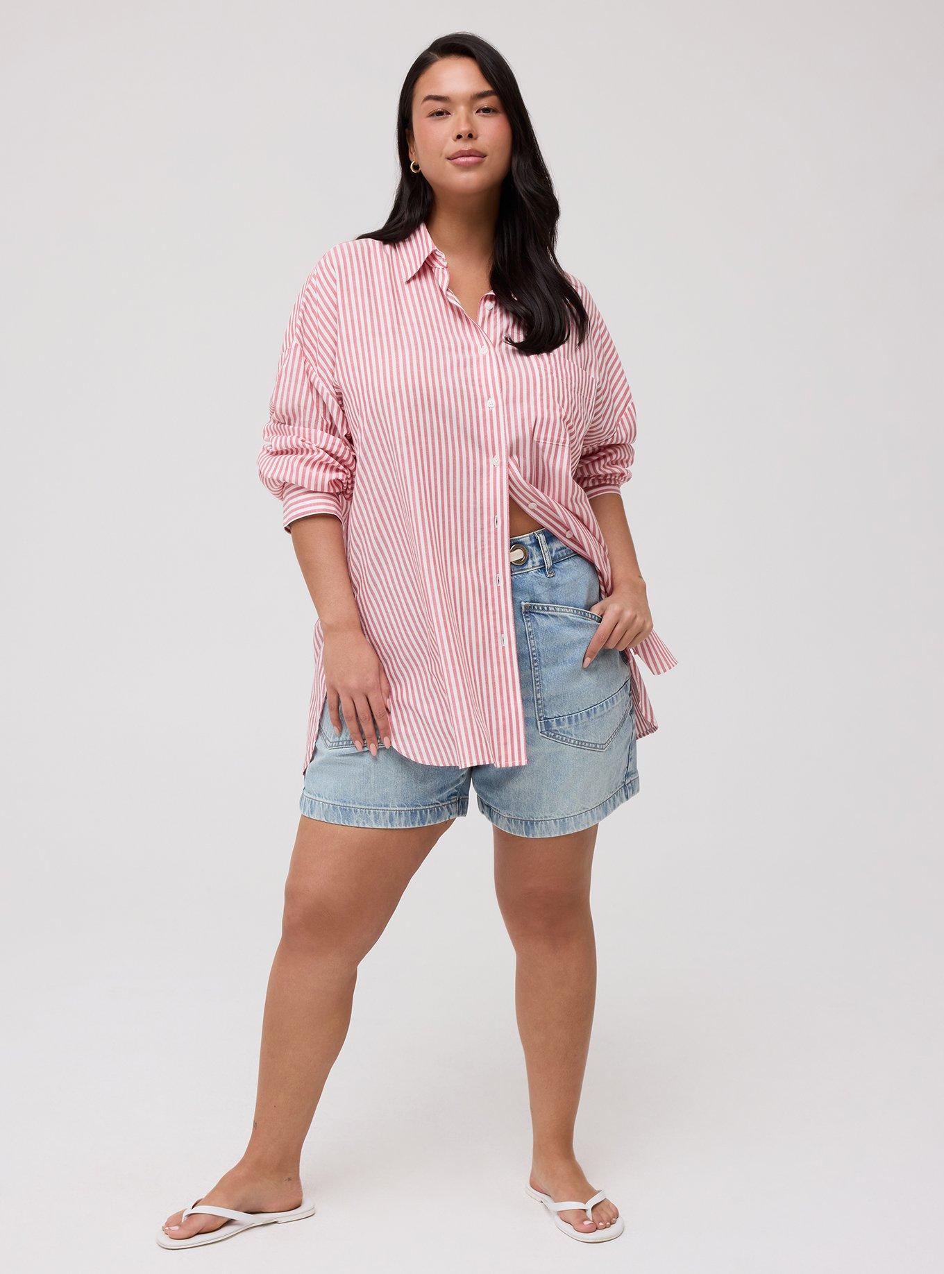 Drop-Shoulder Button-Down Shirt, KALI STRIPE ADRENALINE RUSH WHITE, alternate