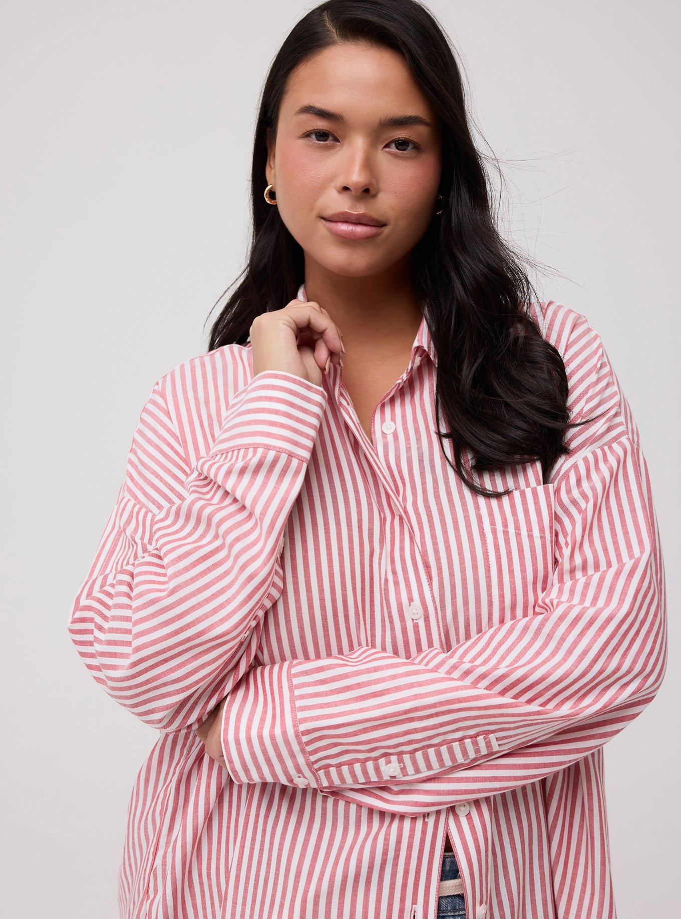 Drop-Shoulder Button-Down Shirt, KALI STRIPE ADRENALINE RUSH WHITE, alternate