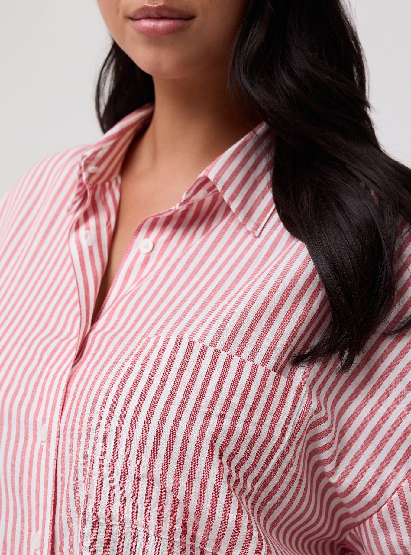 Drop-Shoulder Button-Down Shirt, KALI STRIPE ADRENALINE RUSH WHITE, alternate