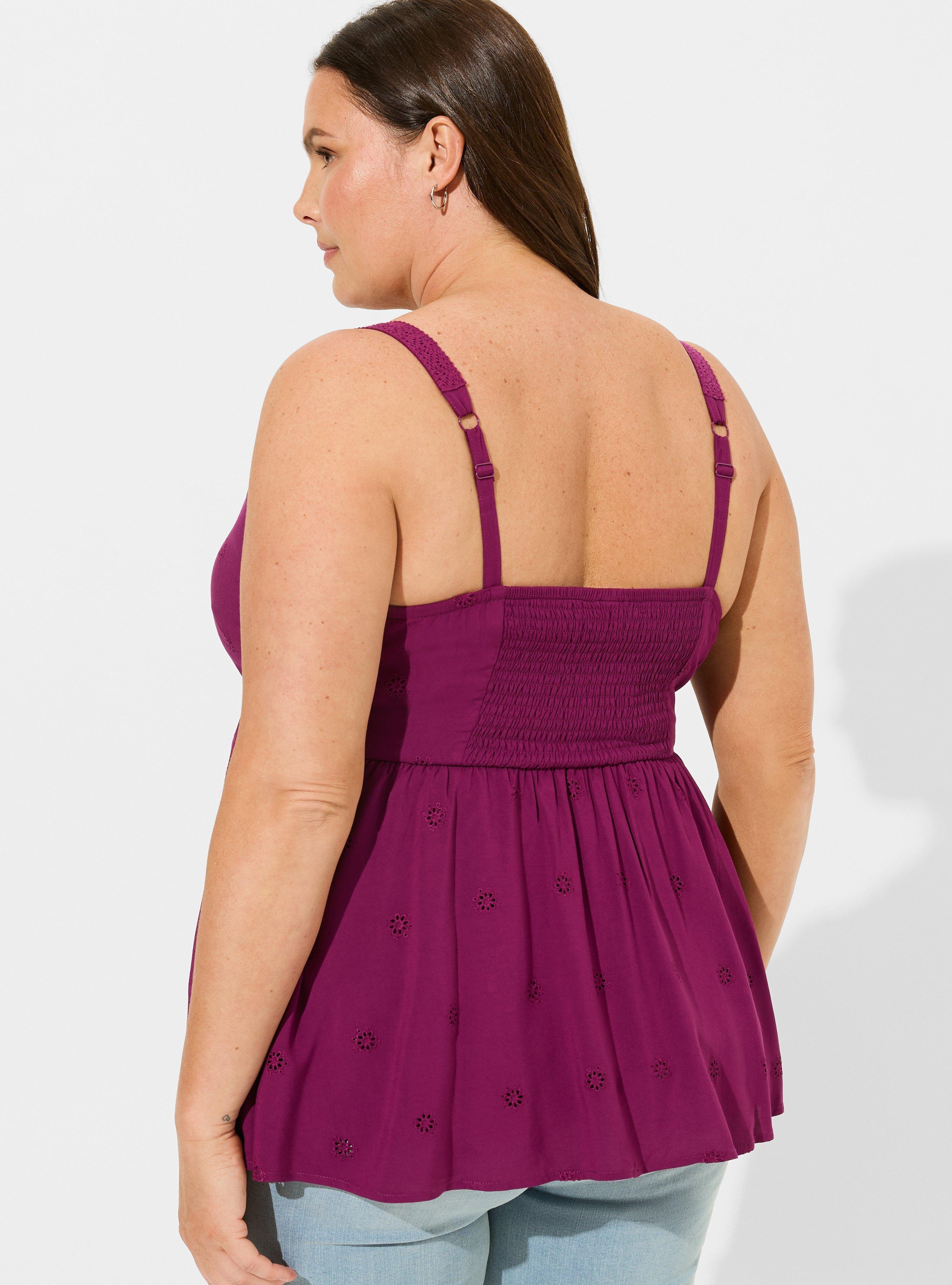 Eyelet Peplum Cami, PLUM CASPIA, alternate