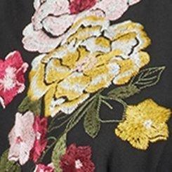Georgette Shirttail Embellished Kimono, FLORAL DEEP BLACK, swatch