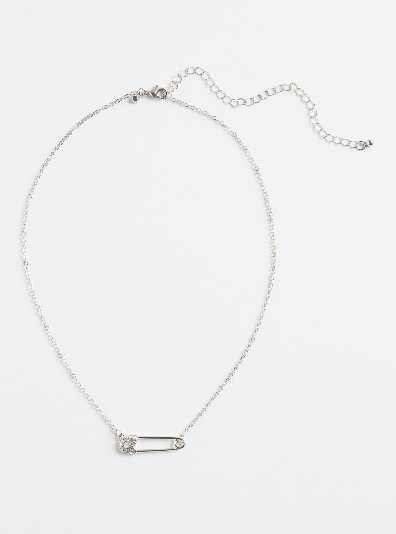 Plus Size Safety Pin Necklace, , hi-res