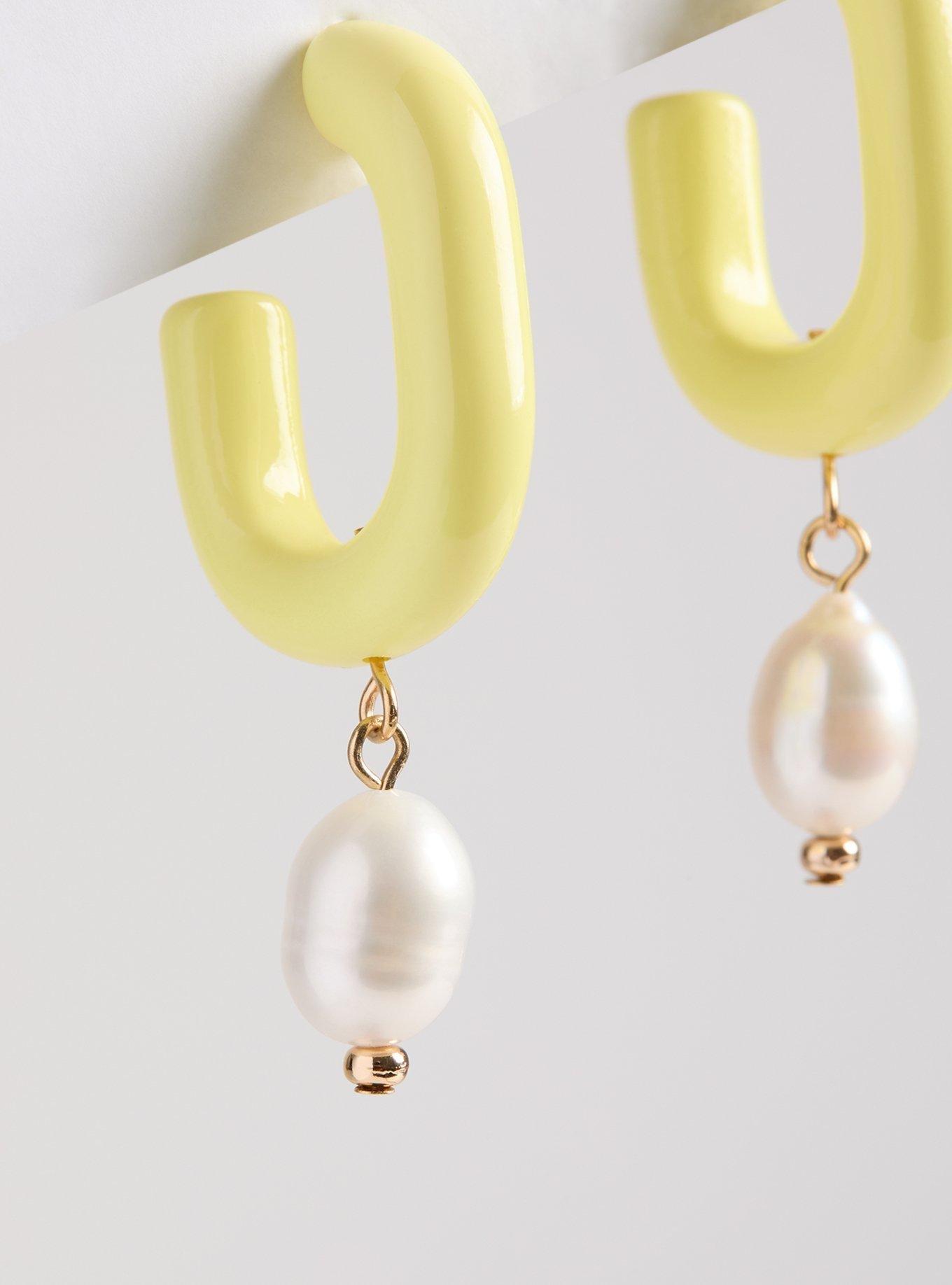 Oval Pearl Hoop Earring