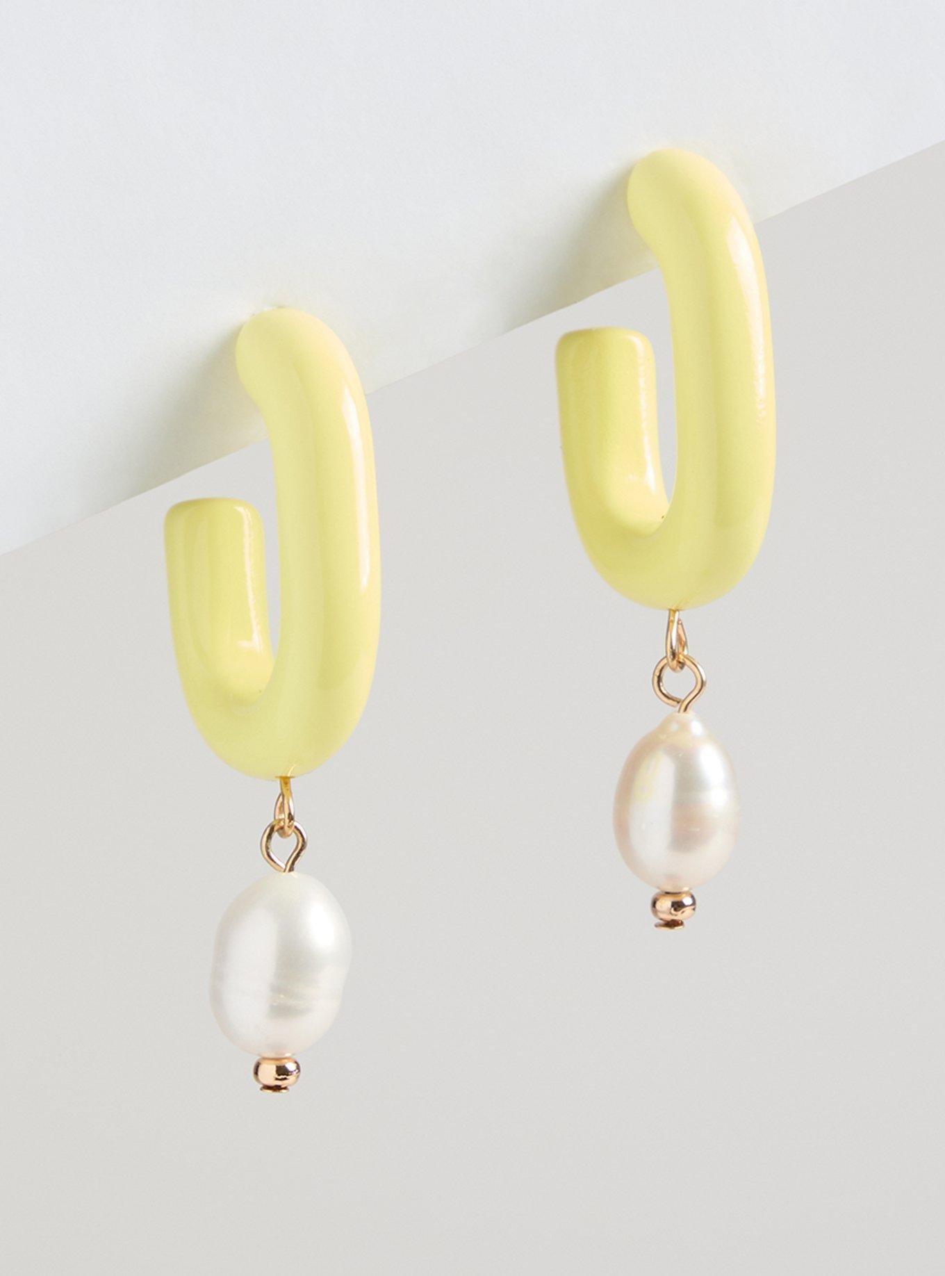 Oval Pearl Hoop Earring