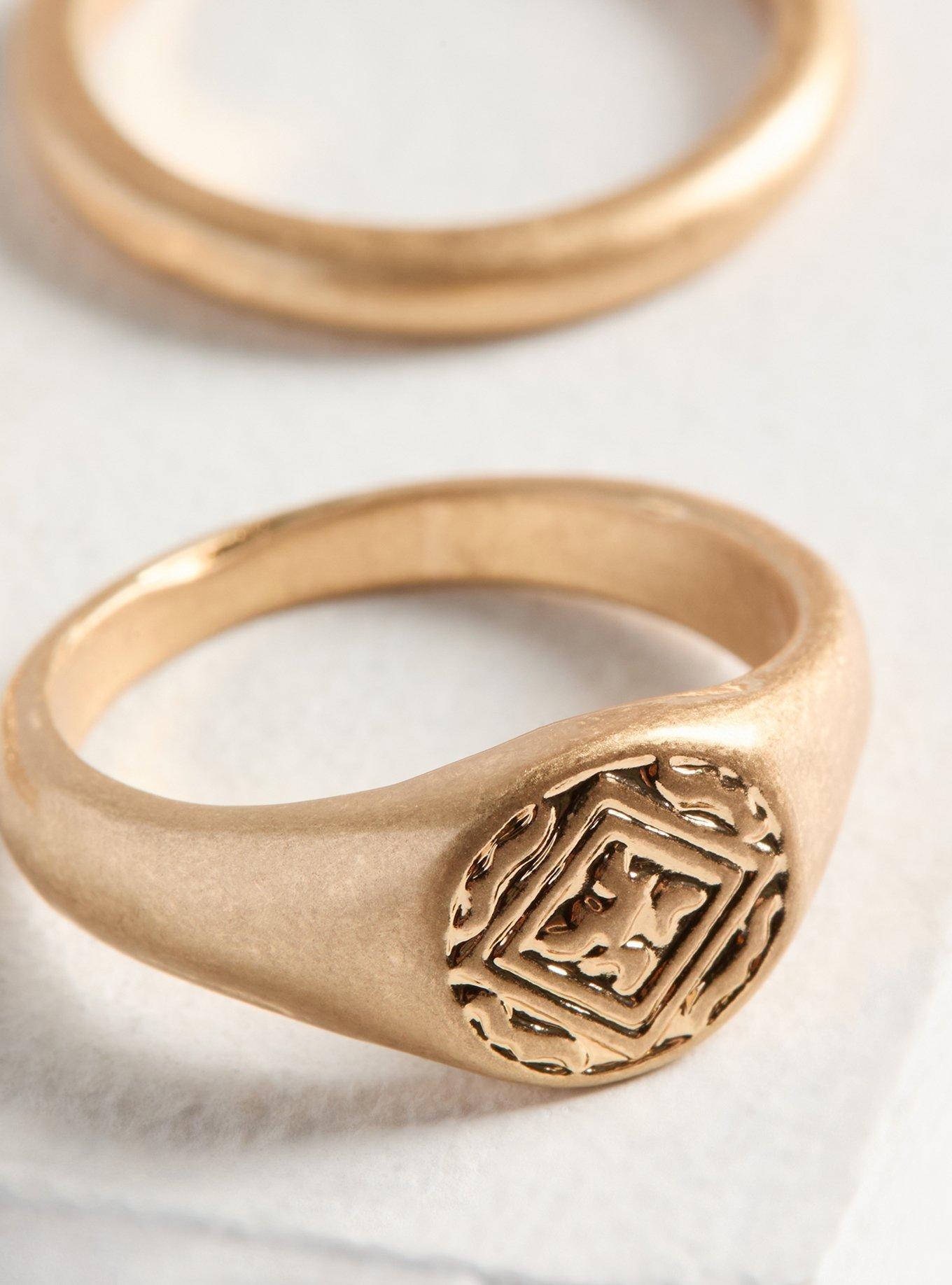 Hammered Signet Ring Set