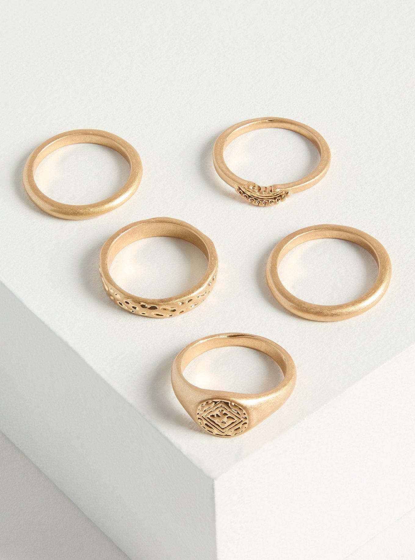 Hammered Signet Ring Set