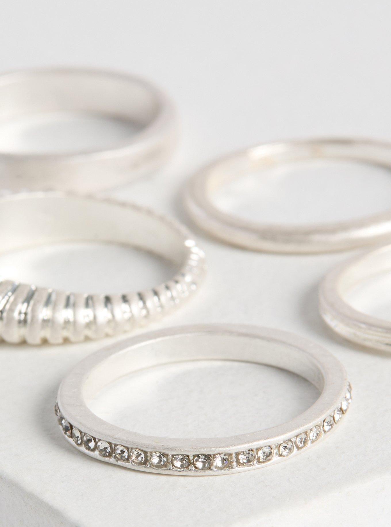 Textured Ring Set, SILVER, alternate