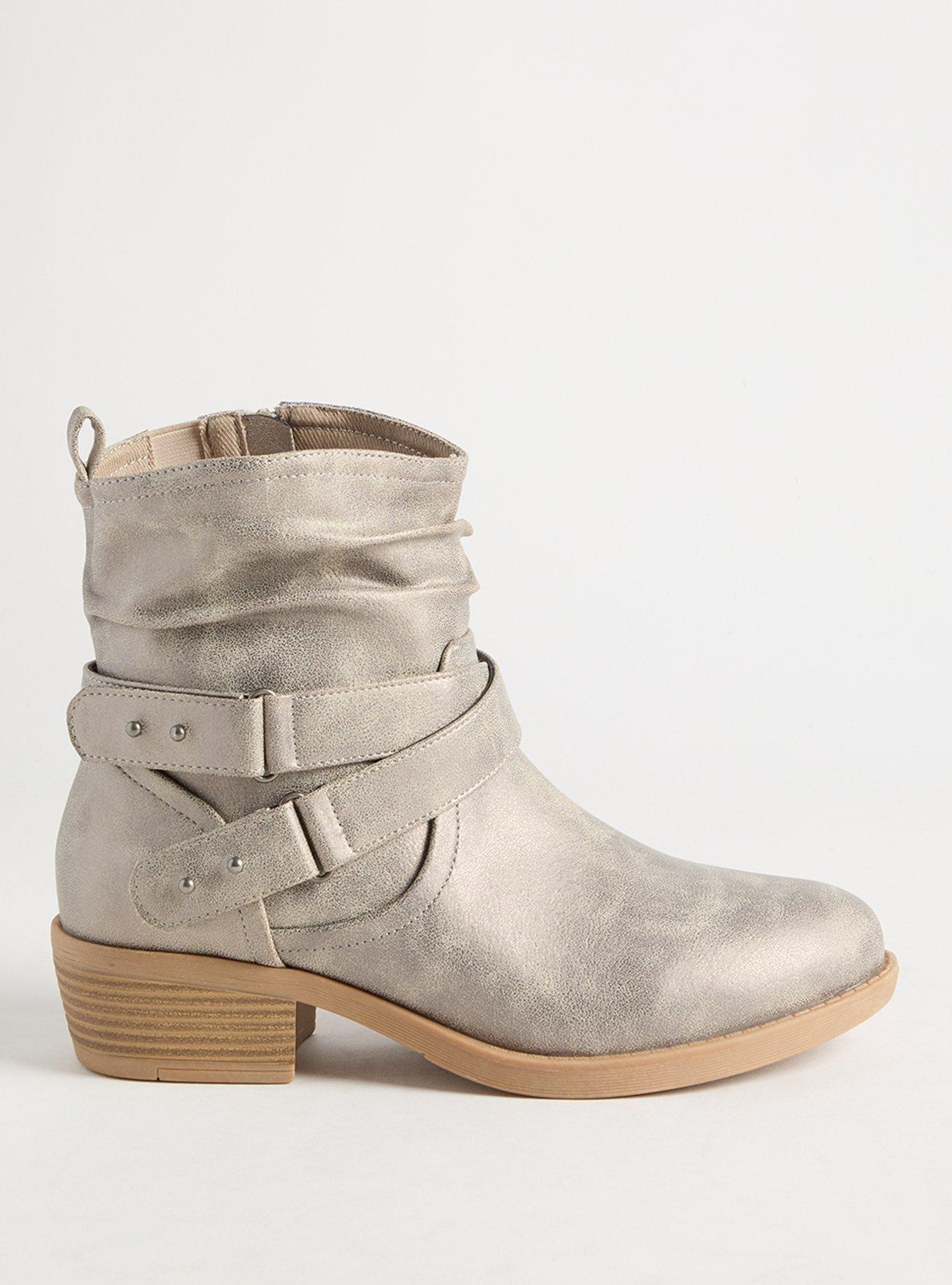 Slouch Buckle Moto Bootie, TAN BEIGE, alternate