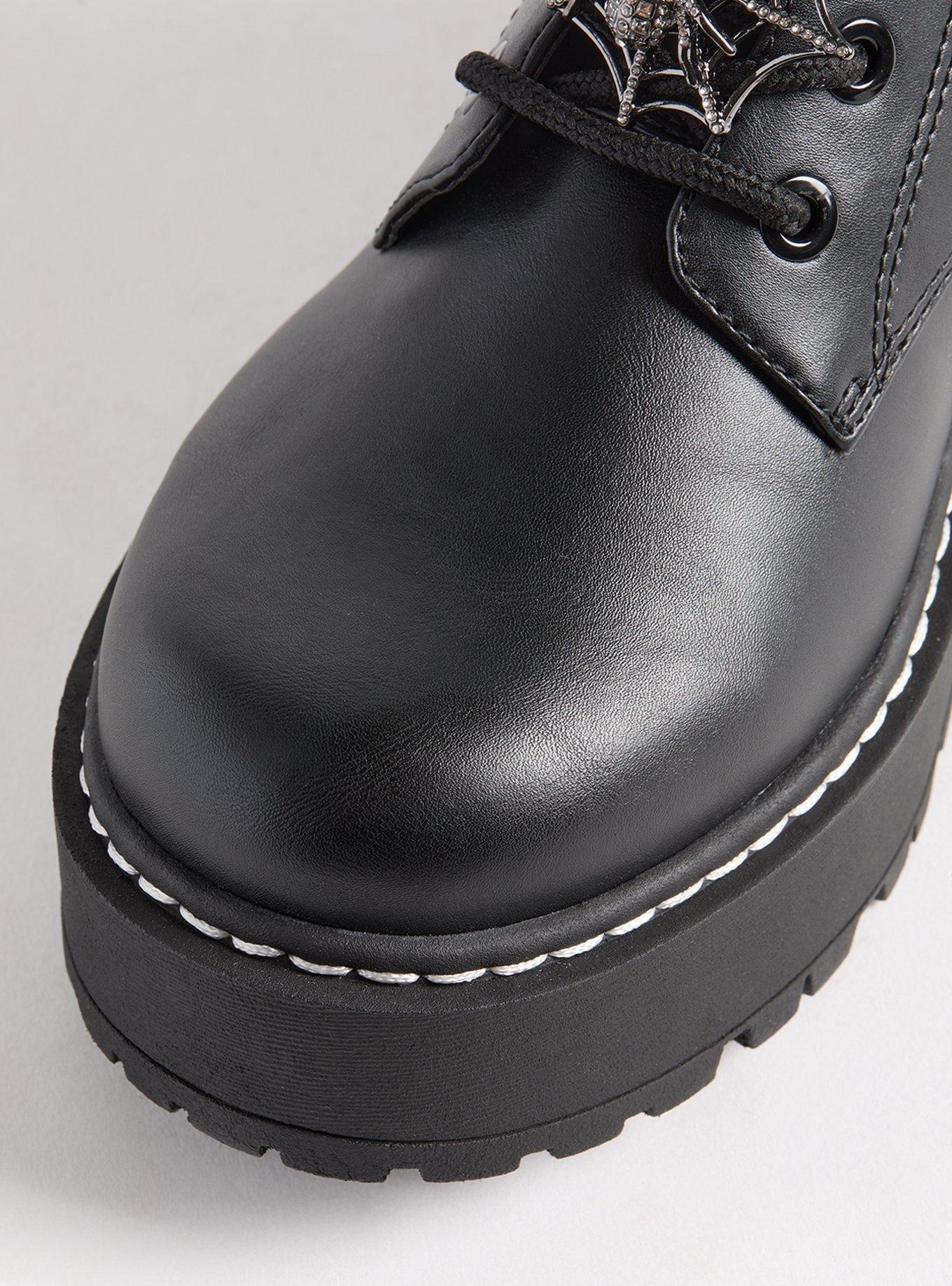Lace-Up Flat Combat Boot With Charm (WW)