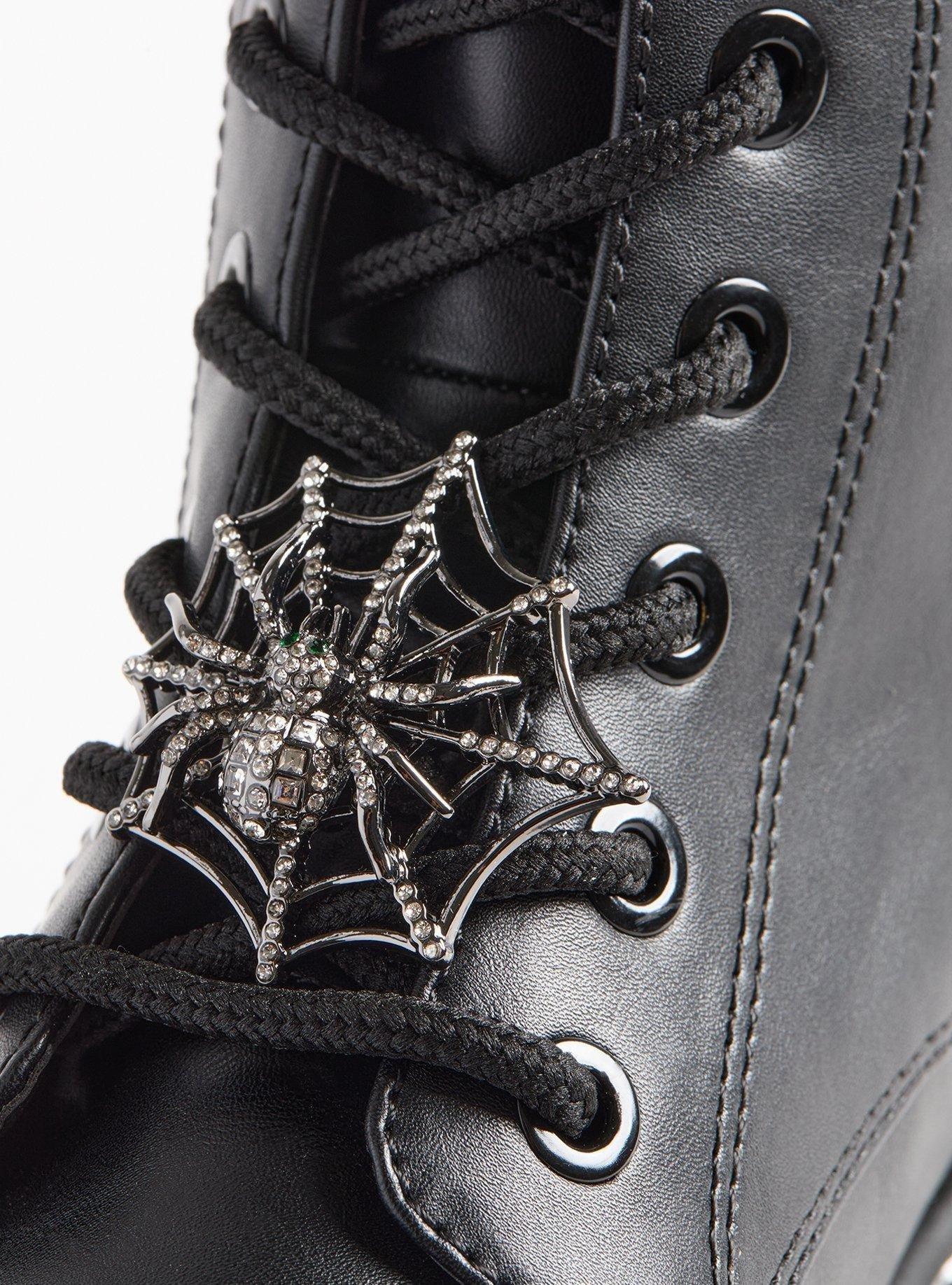 Lace-Up Flat Combat Boot With Charm (WW)