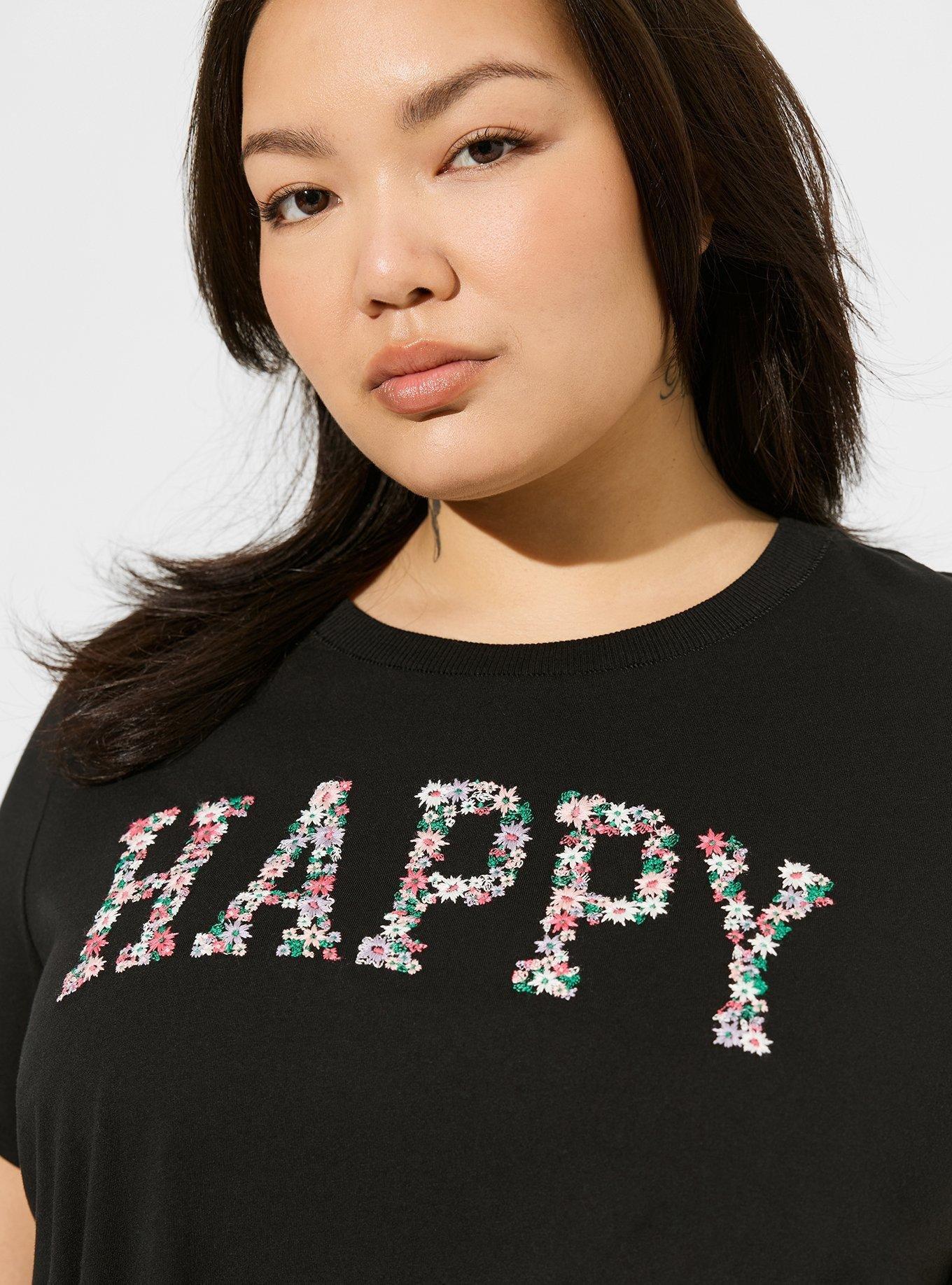 Happy Embroidered Classic Heritage Jersey Crew Tee