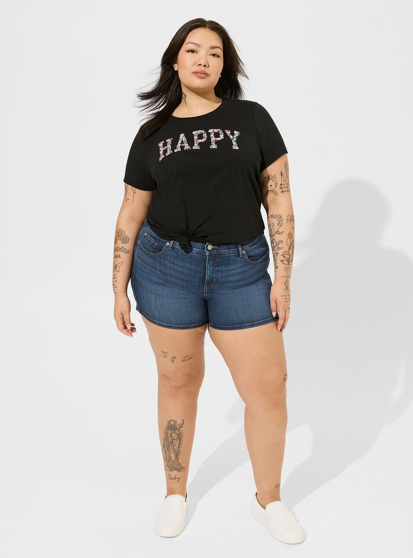 Happy Embroidered Classic Heritage Jersey Crew Tee