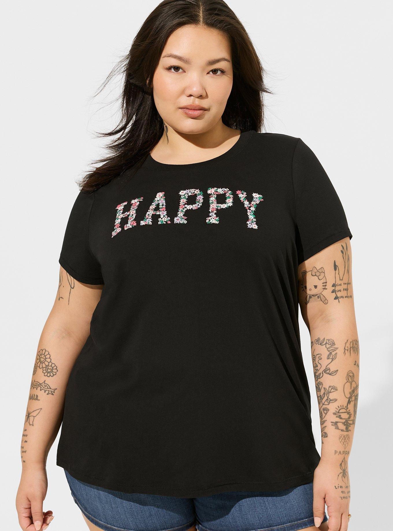 Happy Embroidered Classic Heritage Jersey Crew Tee