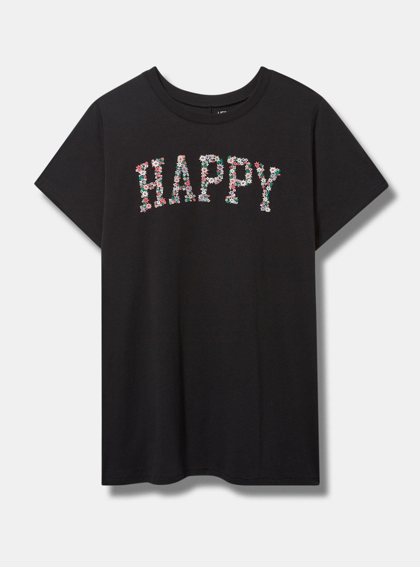 Happy Embroidered Classic Heritage Jersey Crew Tee