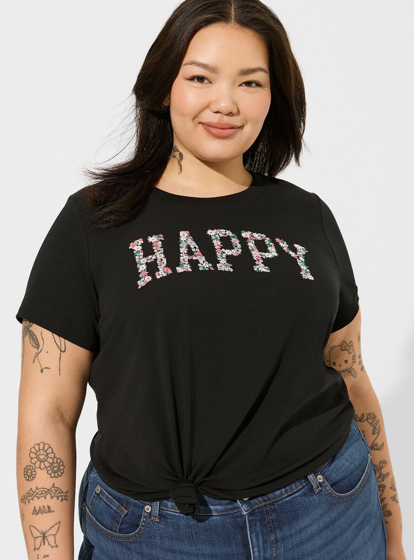 Happy Embroidered Classic Heritage Jersey Crew Tee