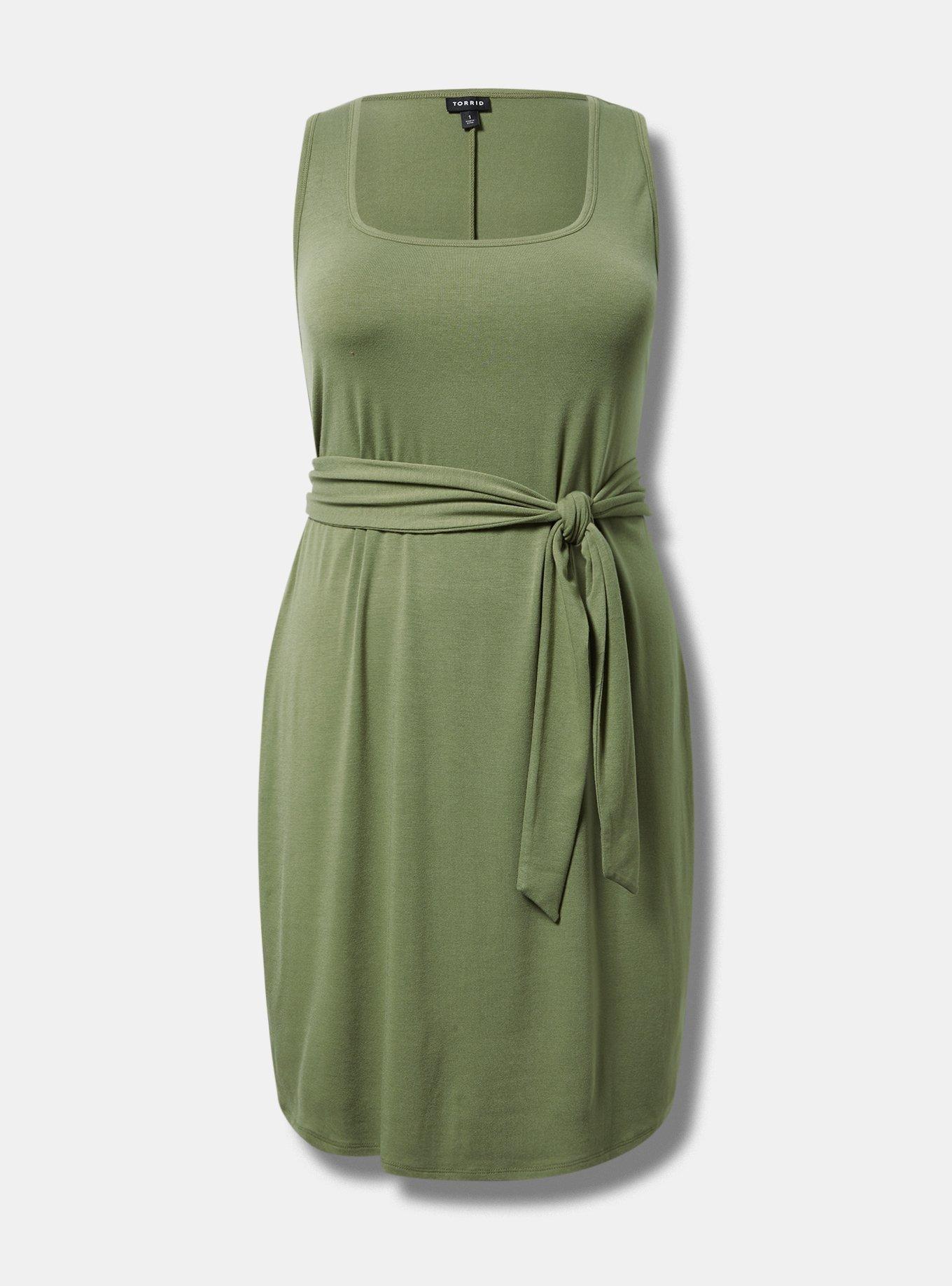 Mini Jersey Square Neck Tie Waist Dress