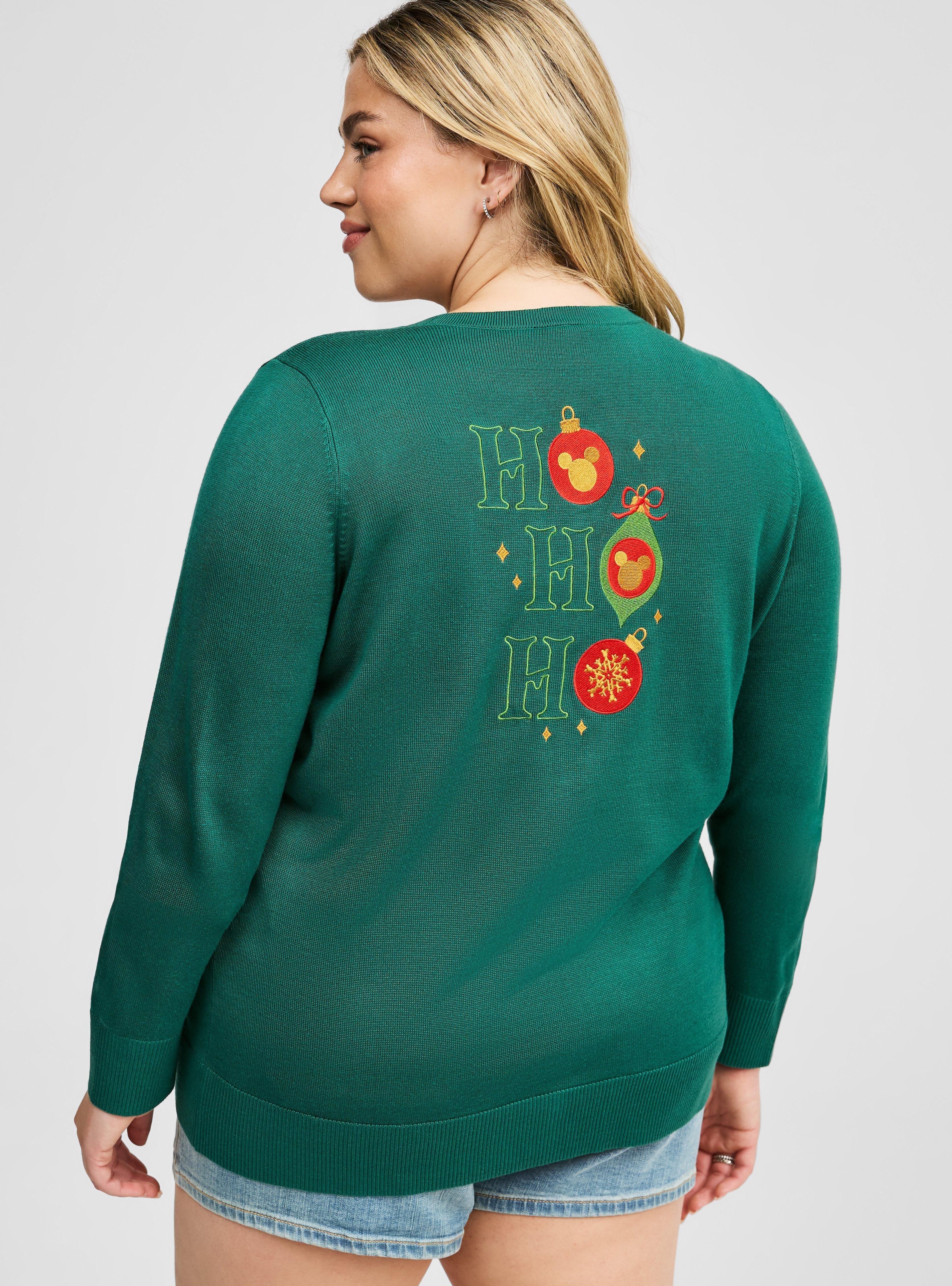 Disney Mickey Christmas V-Neck Button Down Sweater