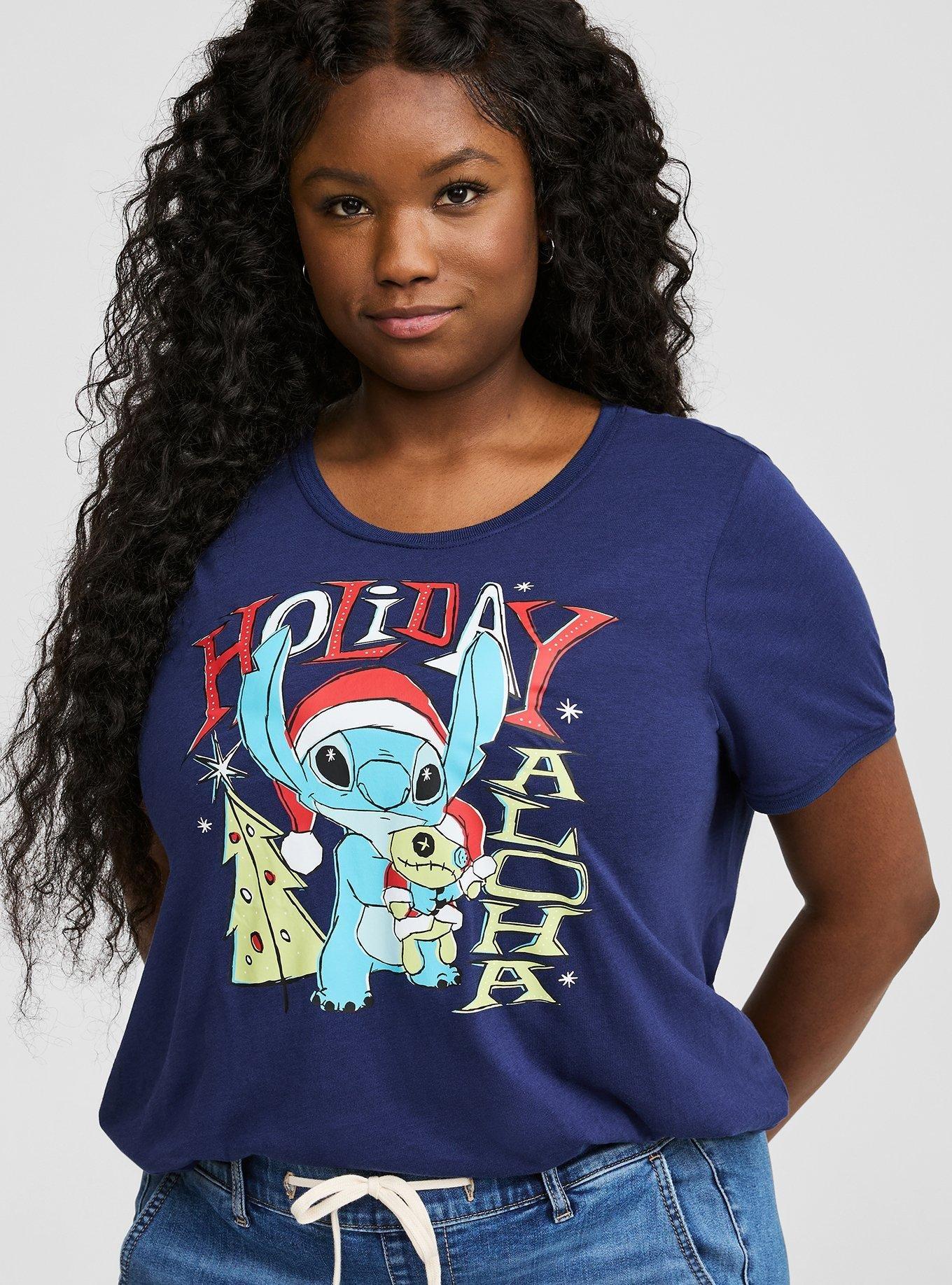 Disney Stitch Christmas Classic Fit Cotton Ringer Top