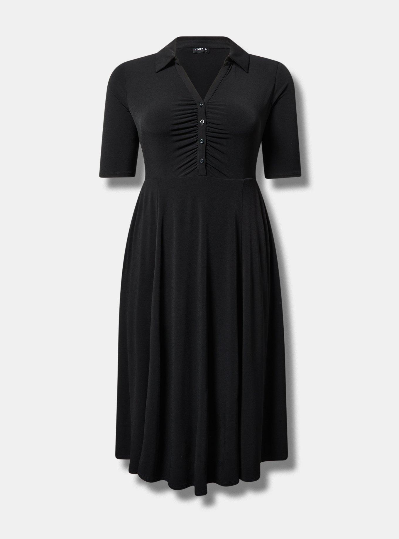 Midi Studio Knit Ruched Collared Dress