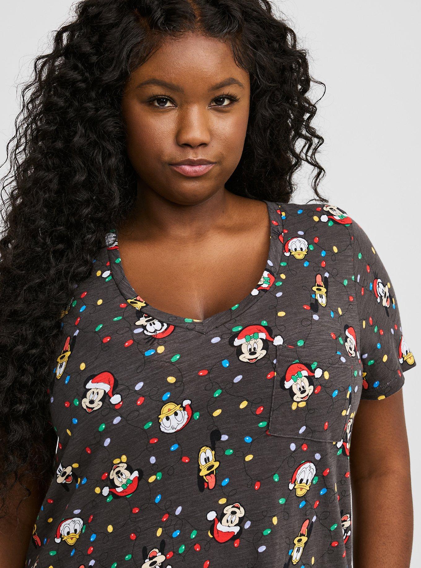 Disney Mickey Friends Classic Fit V-Neck Tunic Top