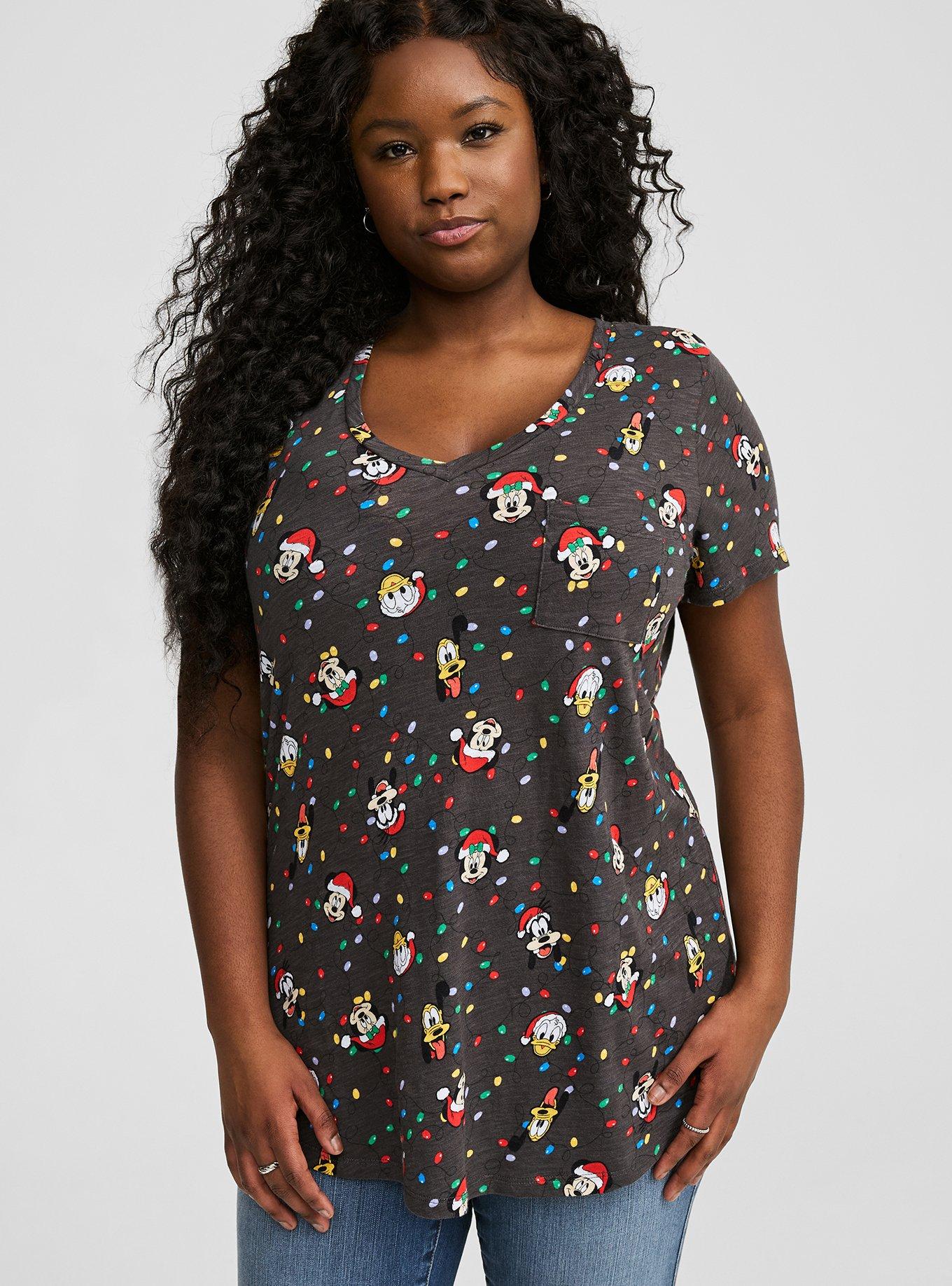 Disney Mickey Friends Classic Fit V-Neck Tunic Top