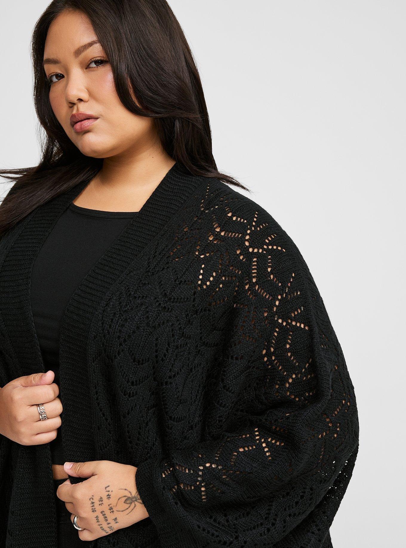 Knit Dolman Ruana, BLACK, alternate